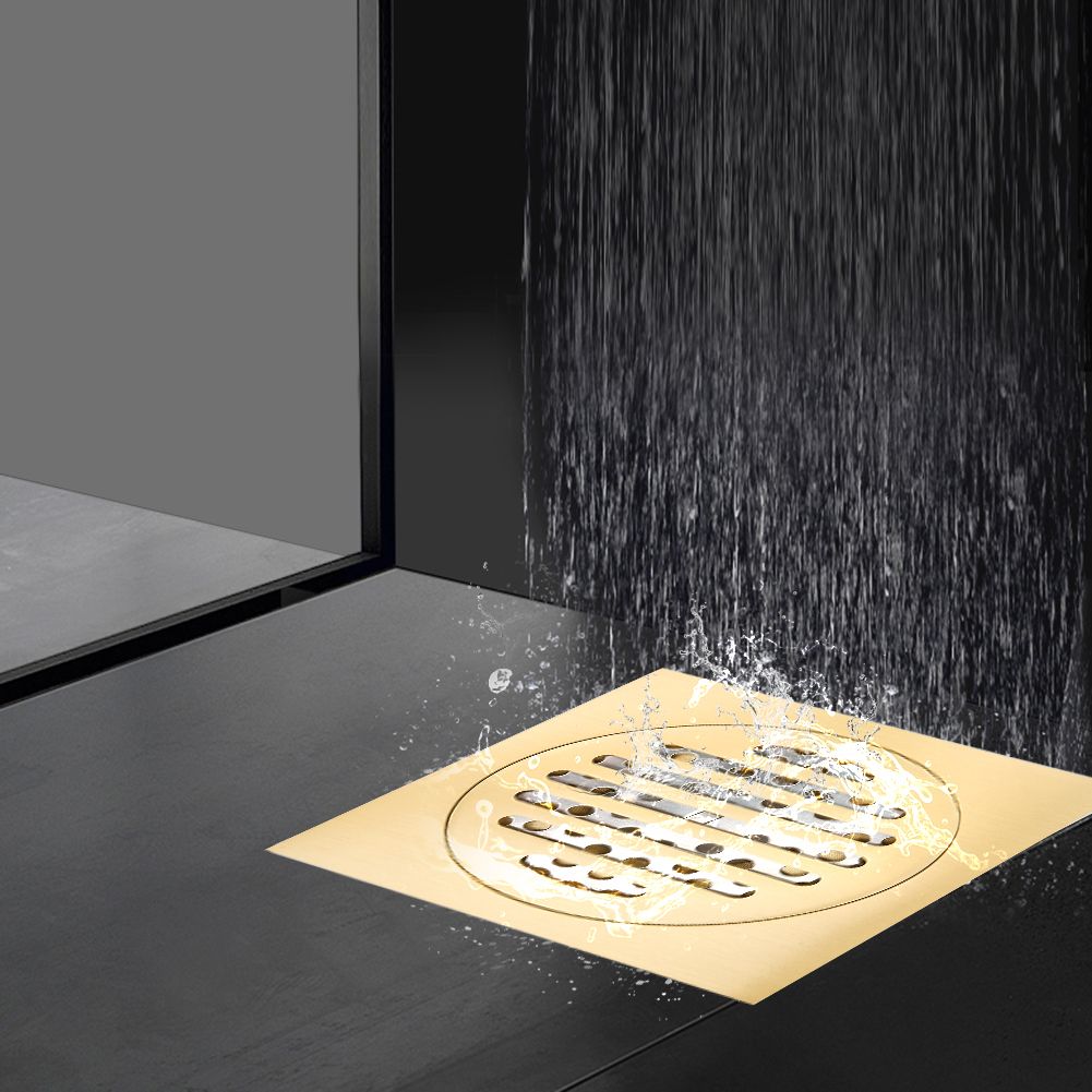 Household Brass Anti Odor Shower Floor Drain Bathroom Water Drainer Hardware view 3