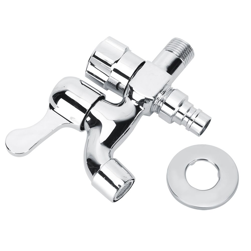 G1/2in Copper Electroplating Washing Machine Faucet Dual Use Water Tap for view 2