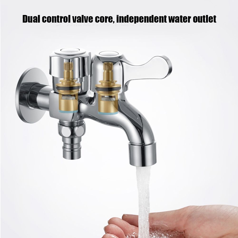 G1/2in Copper Electroplating Washing Machine Faucet Dual Use Water Tap for view 9
