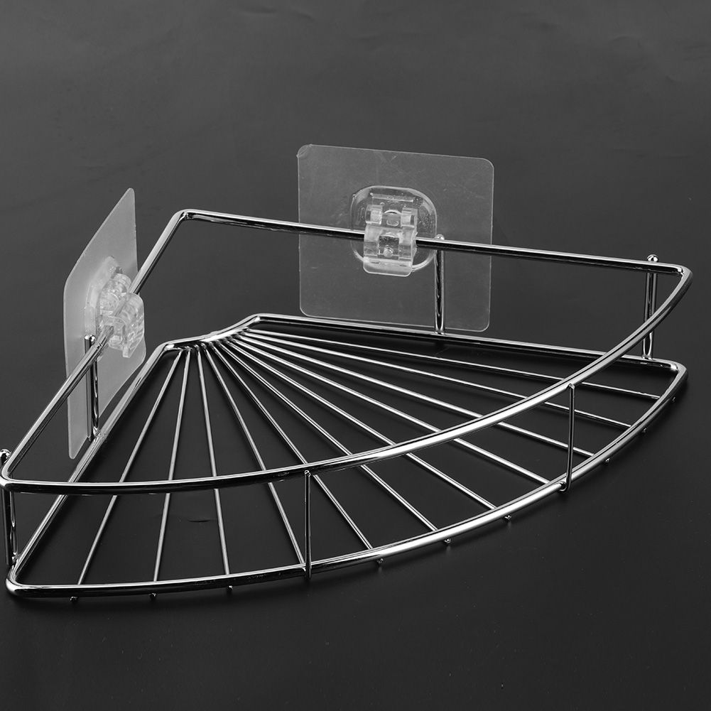 Punch Free Stainless Steel Triangular Storage Shelf Corner Bathroom Shelf Rack
