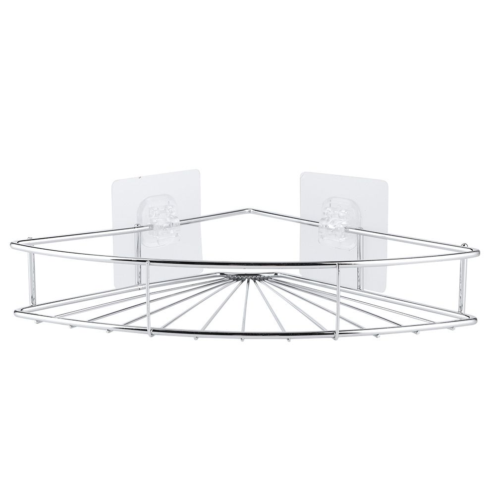 Punch Free Stainless Steel Triangular Storage Shelf Corner Bathroom Shelf Rack view 2