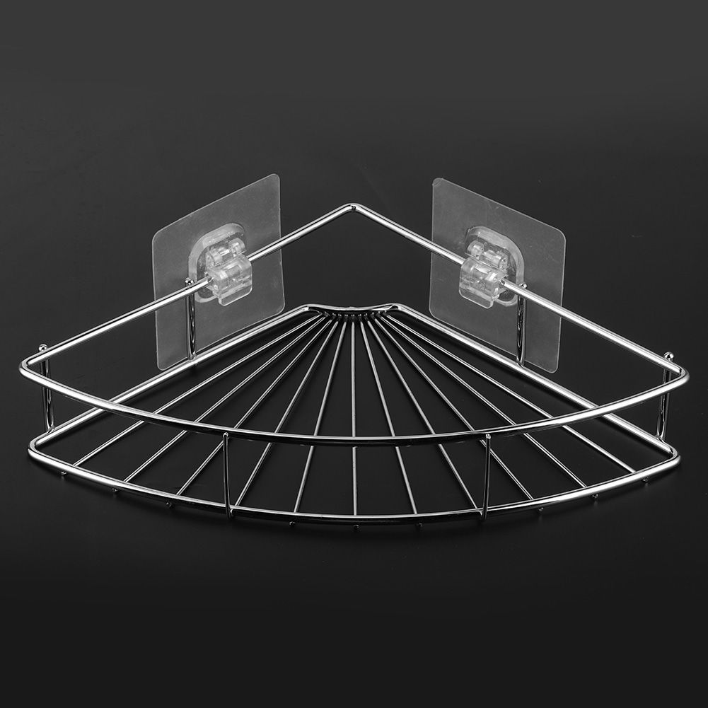 Punch Free Stainless Steel Triangular Storage Shelf Corner Bathroom Shelf Rack view 4