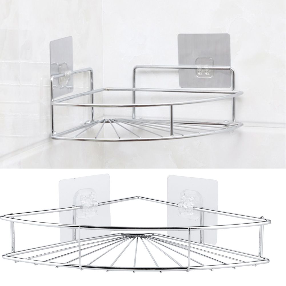 Punch Free Stainless Steel Triangular Storage Shelf Corner Bathroom Shelf Rack view 5