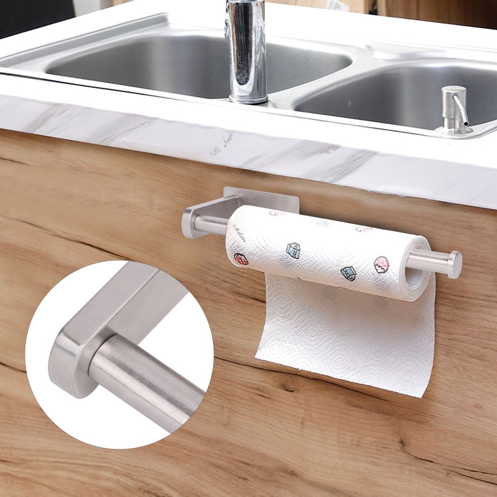 SUS304 Stainless Steel Brushed Self Adhesive Toilet Paper Holder Tissue Rack view 7