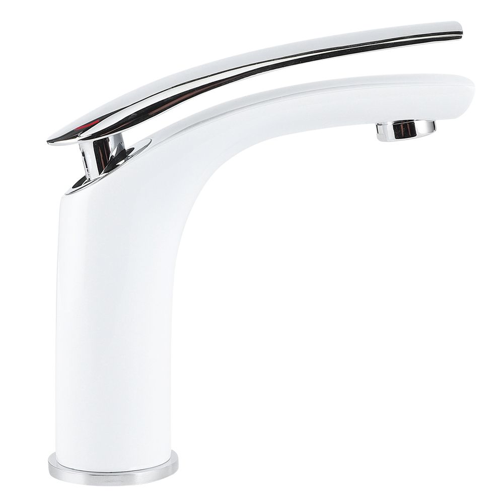 White Paint Washbasin Faucet Hot and Cold Bathroom Hardware Basin Water Tap view 5
