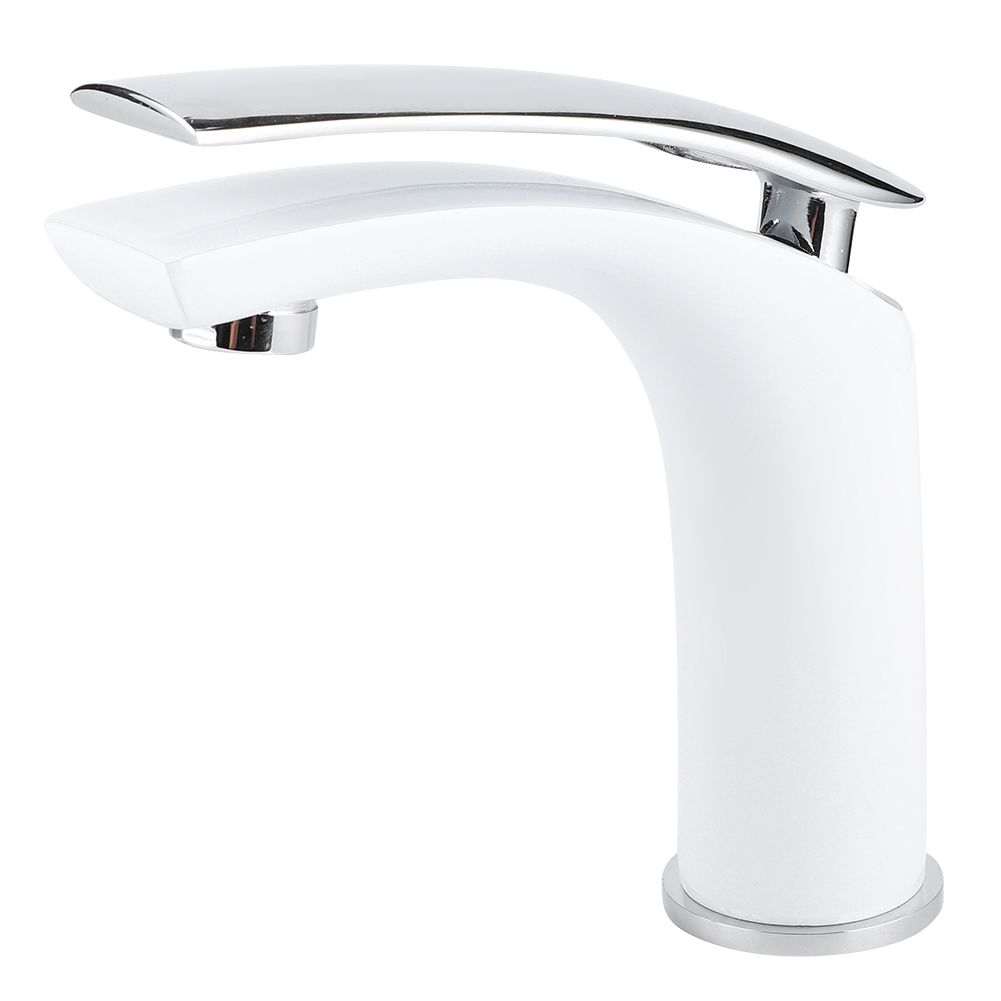 White Paint Washbasin Faucet Hot and Cold Bathroom Hardware Basin Water Tap view 6