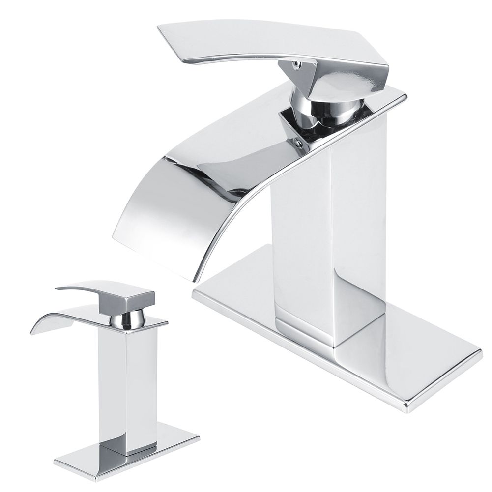 3/8 Standard Wide Spout Single Hole Brass Waterfall Hot and Cold Water Faucet — image 1