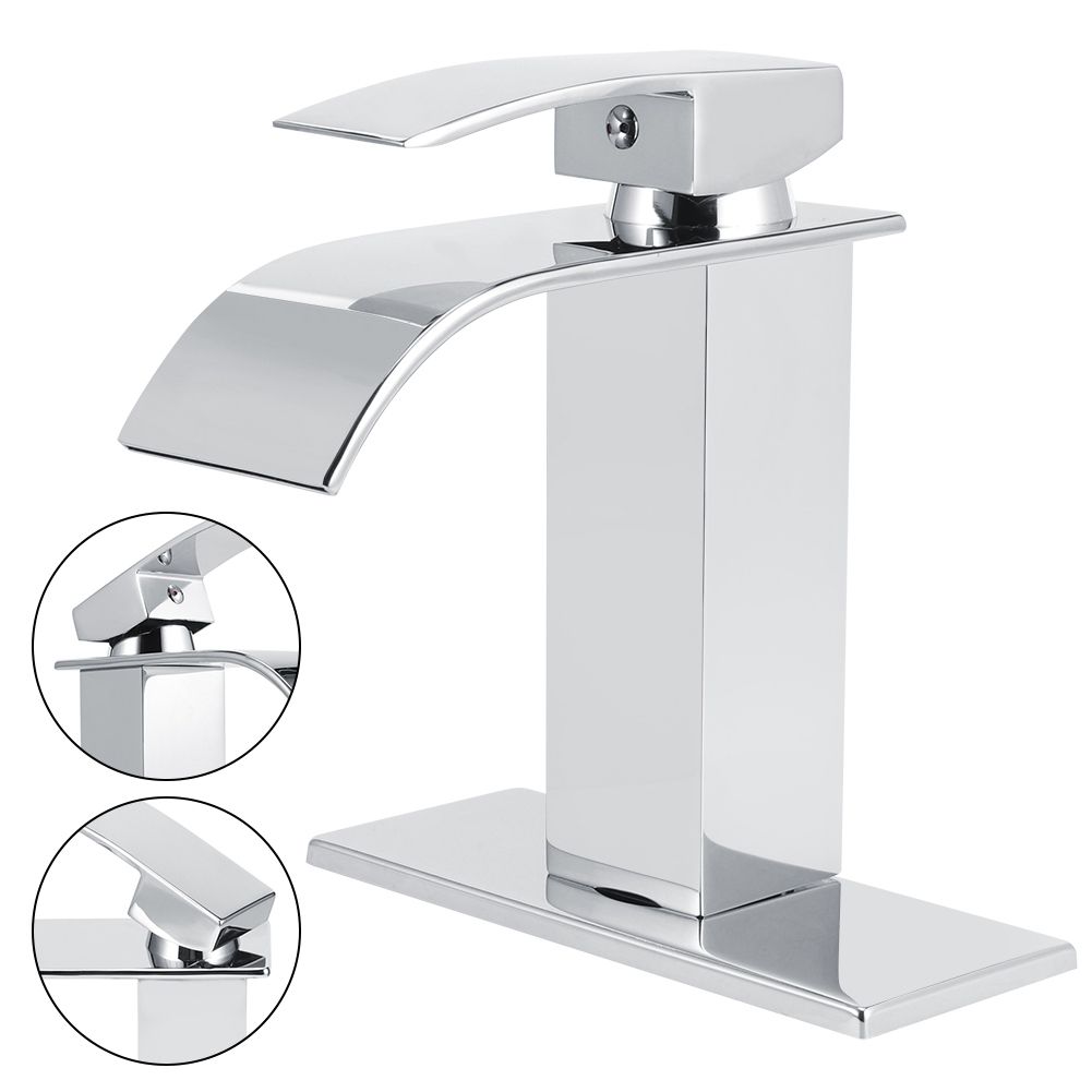 3/8 Standard Wide Spout Single Hole Brass Waterfall Hot and Cold Water Faucet view 4
