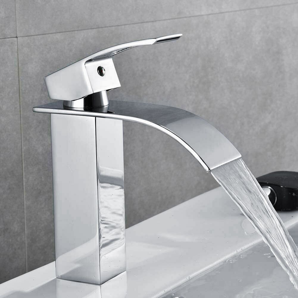 3/8 Standard Wide Spout Single Hole Brass Waterfall Hot and Cold Water Faucet view 5
