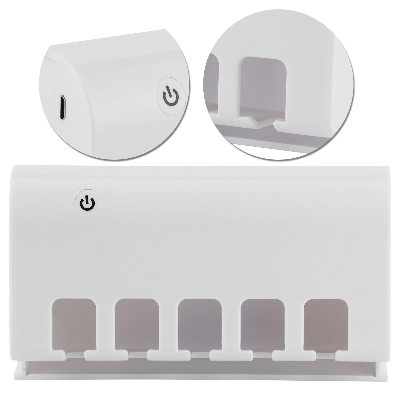 White Wall Mounted Universal 5 Holes Ultraviolet Toothbrush Cleaning Rack view 8