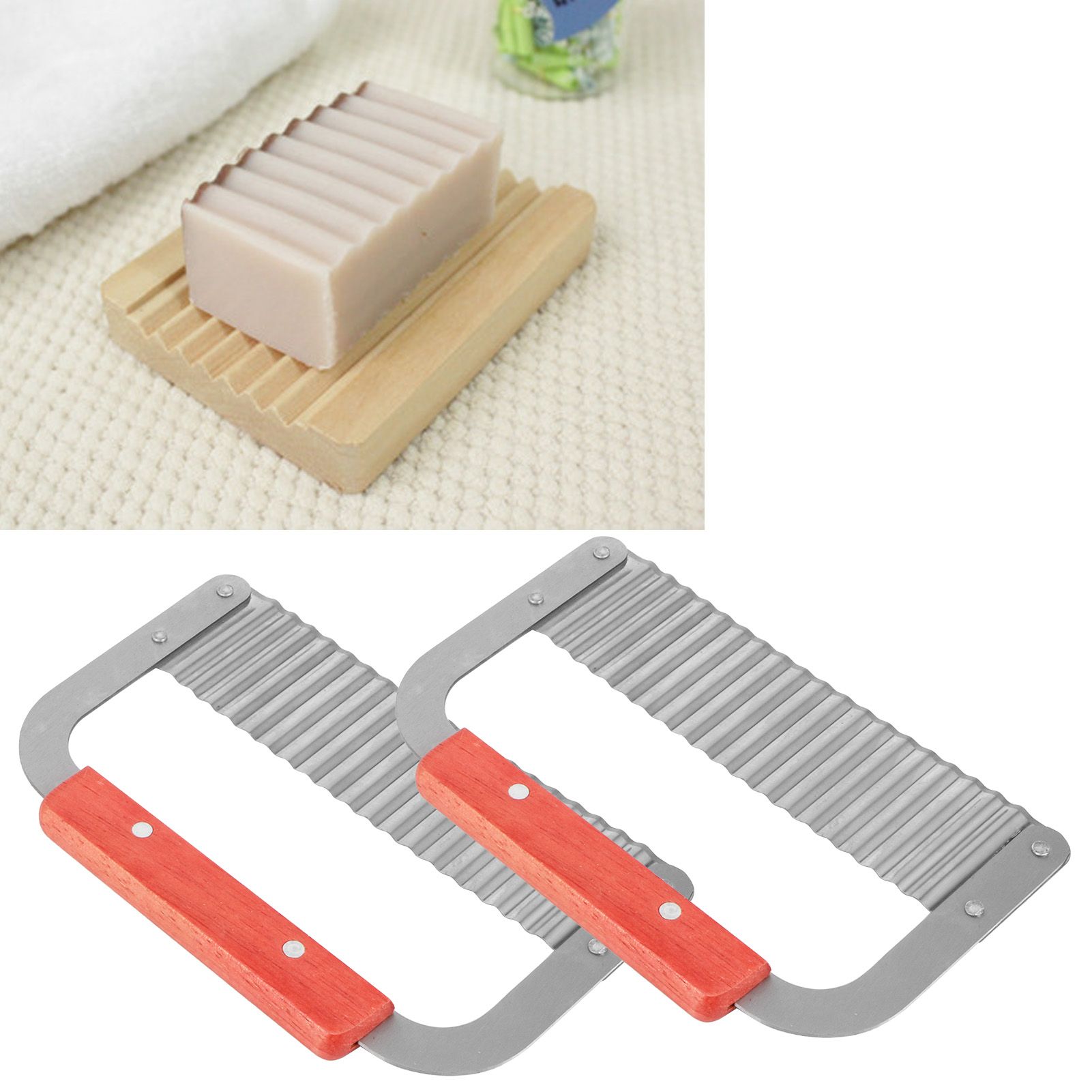 2Pcs Stainless Steel HandMade Soap Cutter Knives Crinkle Cutting Tools Kitchen view 9