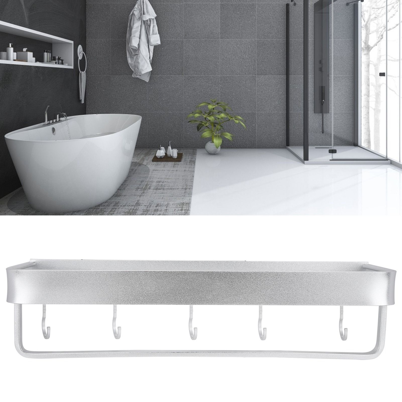 Bathroom Shelf Wall Mount Space Aluminium Shower Single Layer Shelf Shampoo view 10