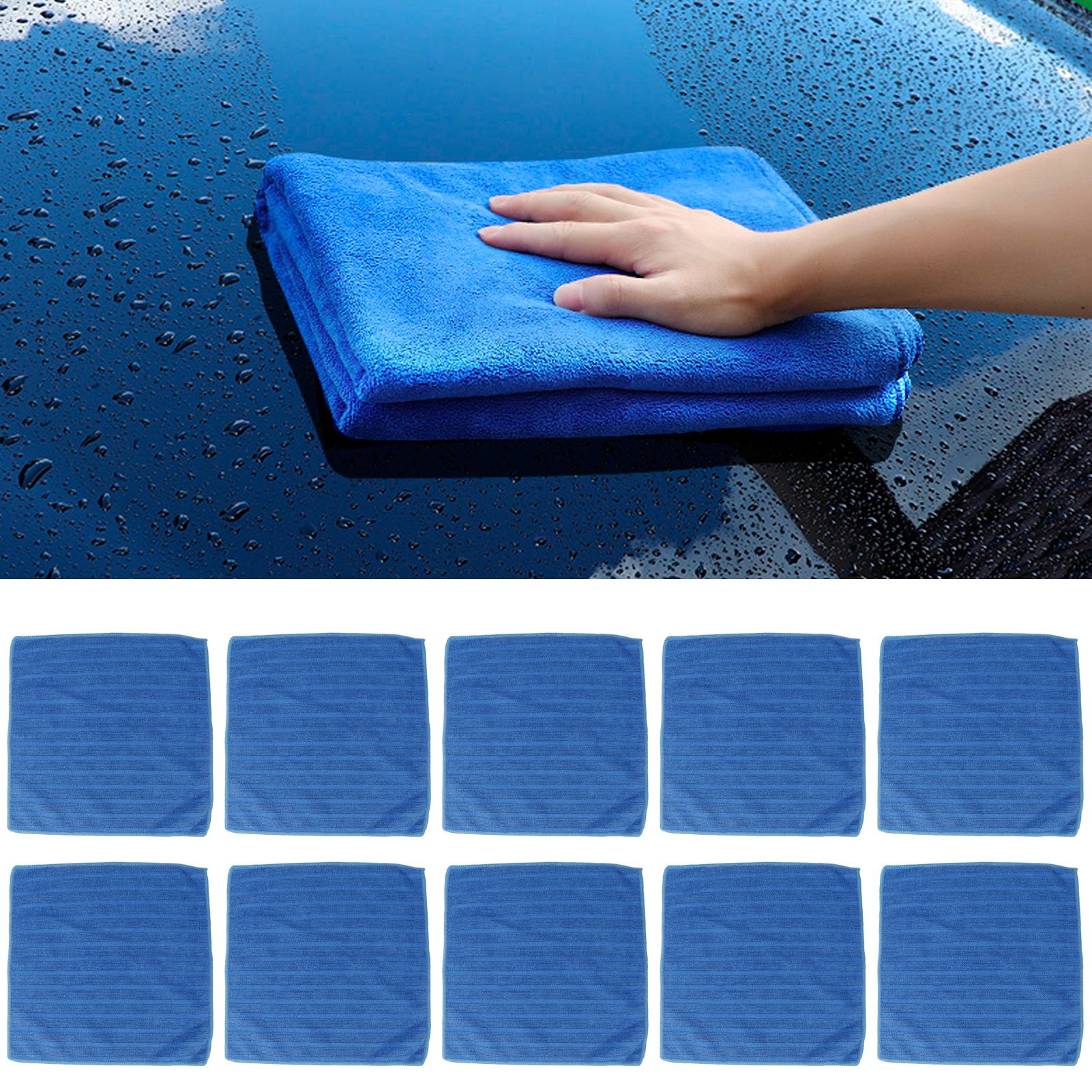 10Pcs Blue Clean Towel Square Soft Microfiber Towel Home Kitchen Cleaning Supplies view 9