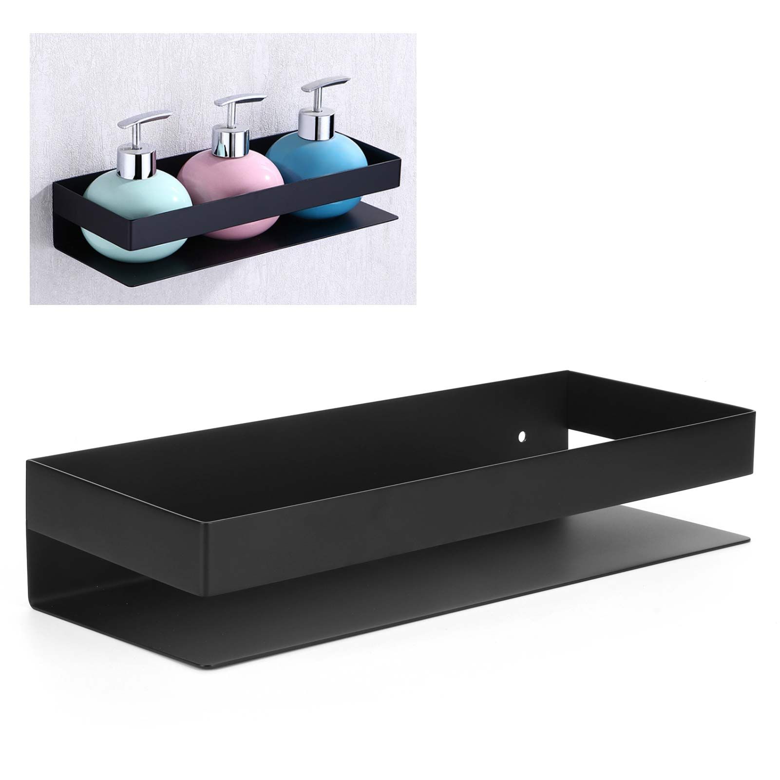 30cm Matt Black Shelf Stainless Steel Bathroom Shelf Kitchen Storage Rack for view 11