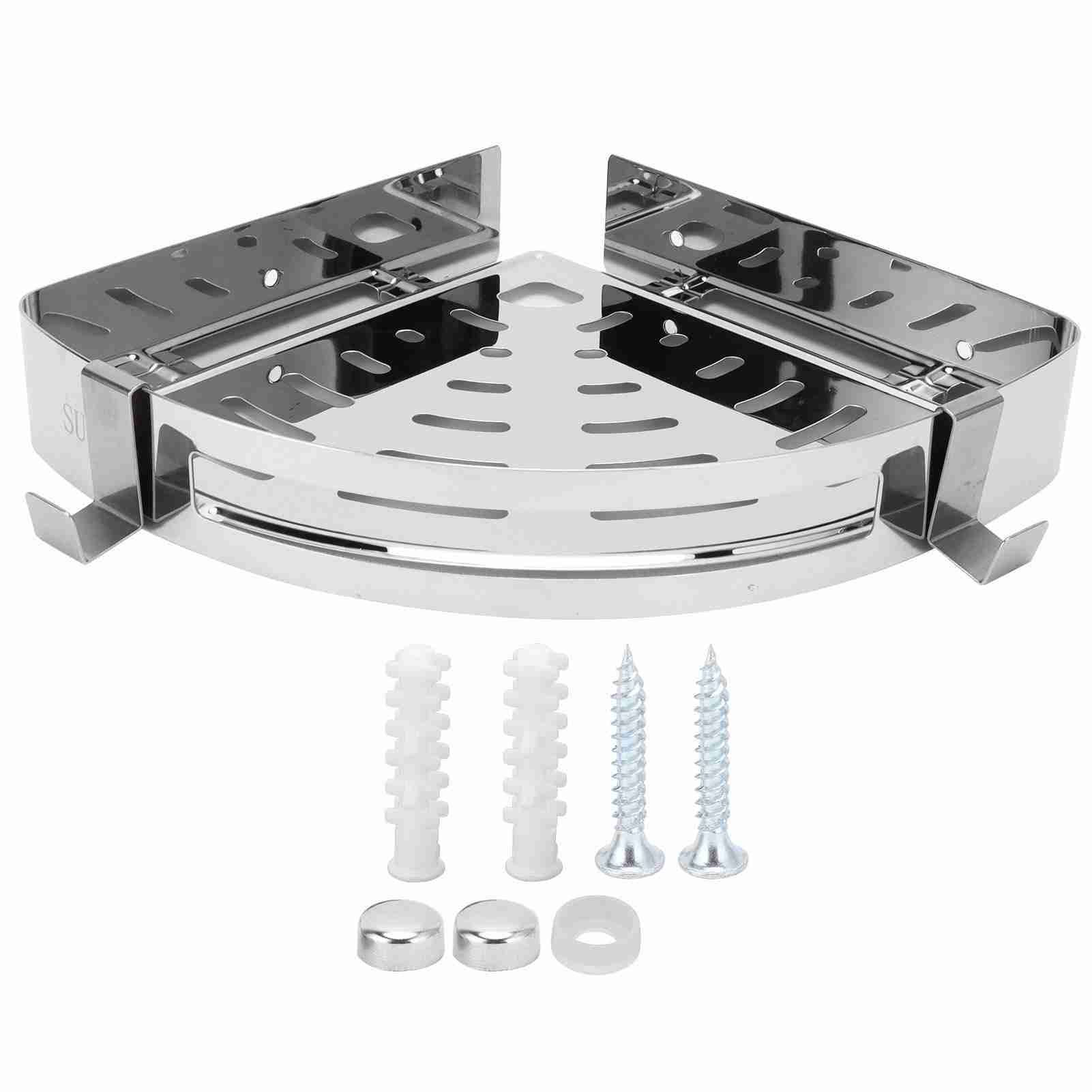 Corner Shelf 304 Stainless Steel Shower Organizer Wall Mounted Rack Bathroom view 2