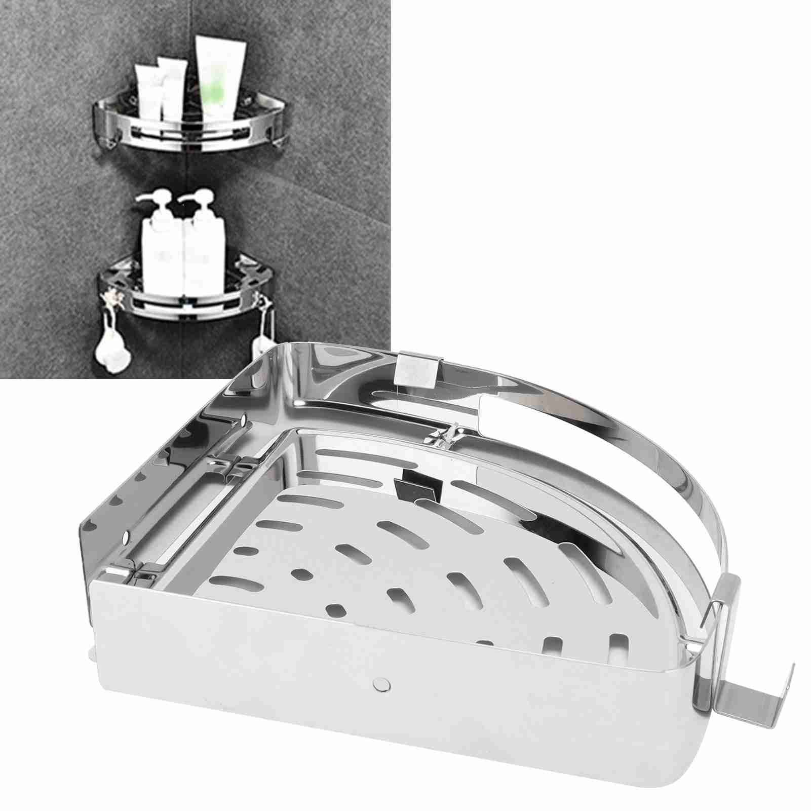 Corner Shelf 304 Stainless Steel Shower Organizer Wall Mounted Rack Bathroom view 11