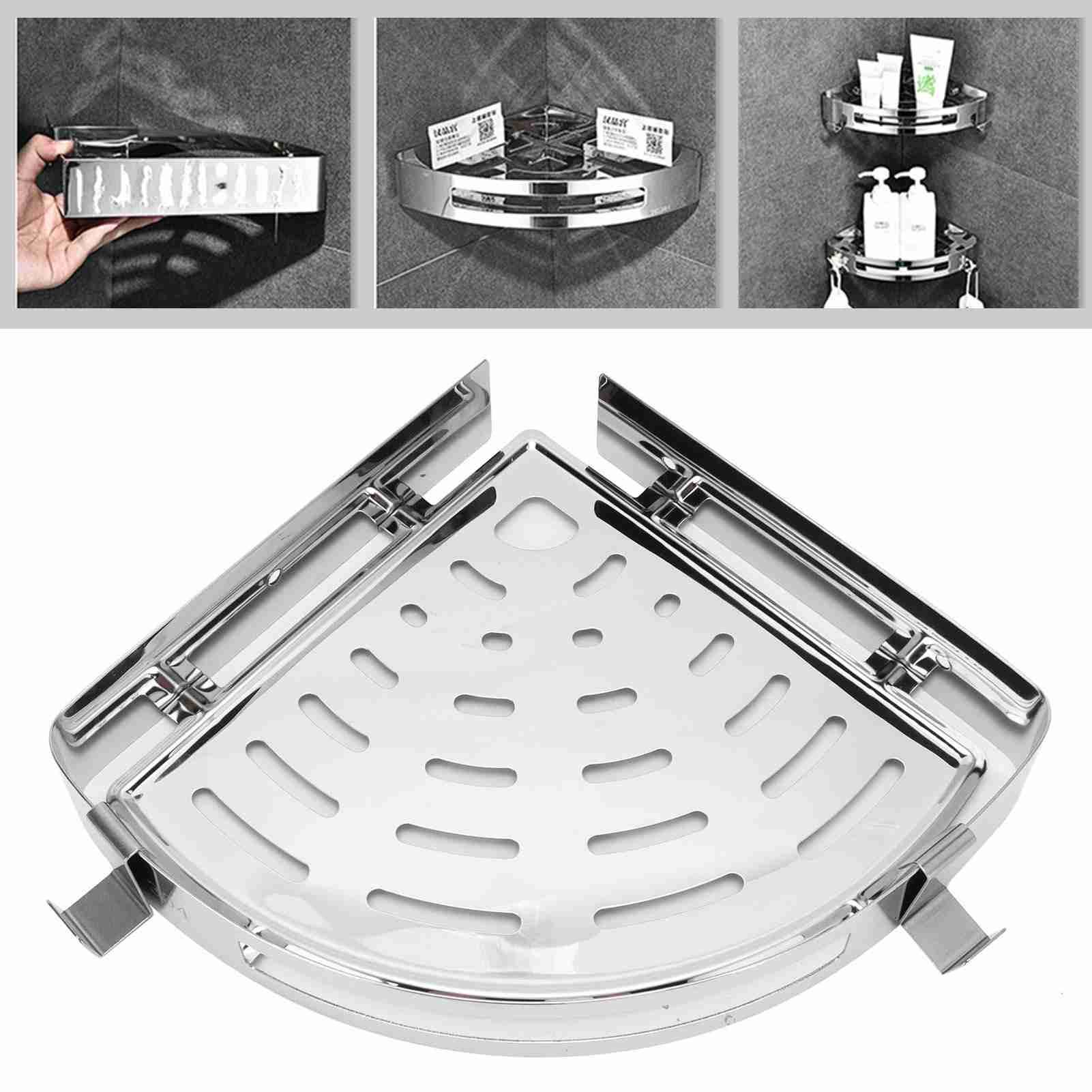 Corner Shelf 304 Stainless Steel Shower Organizer Wall Mounted Rack Bathroom view 12