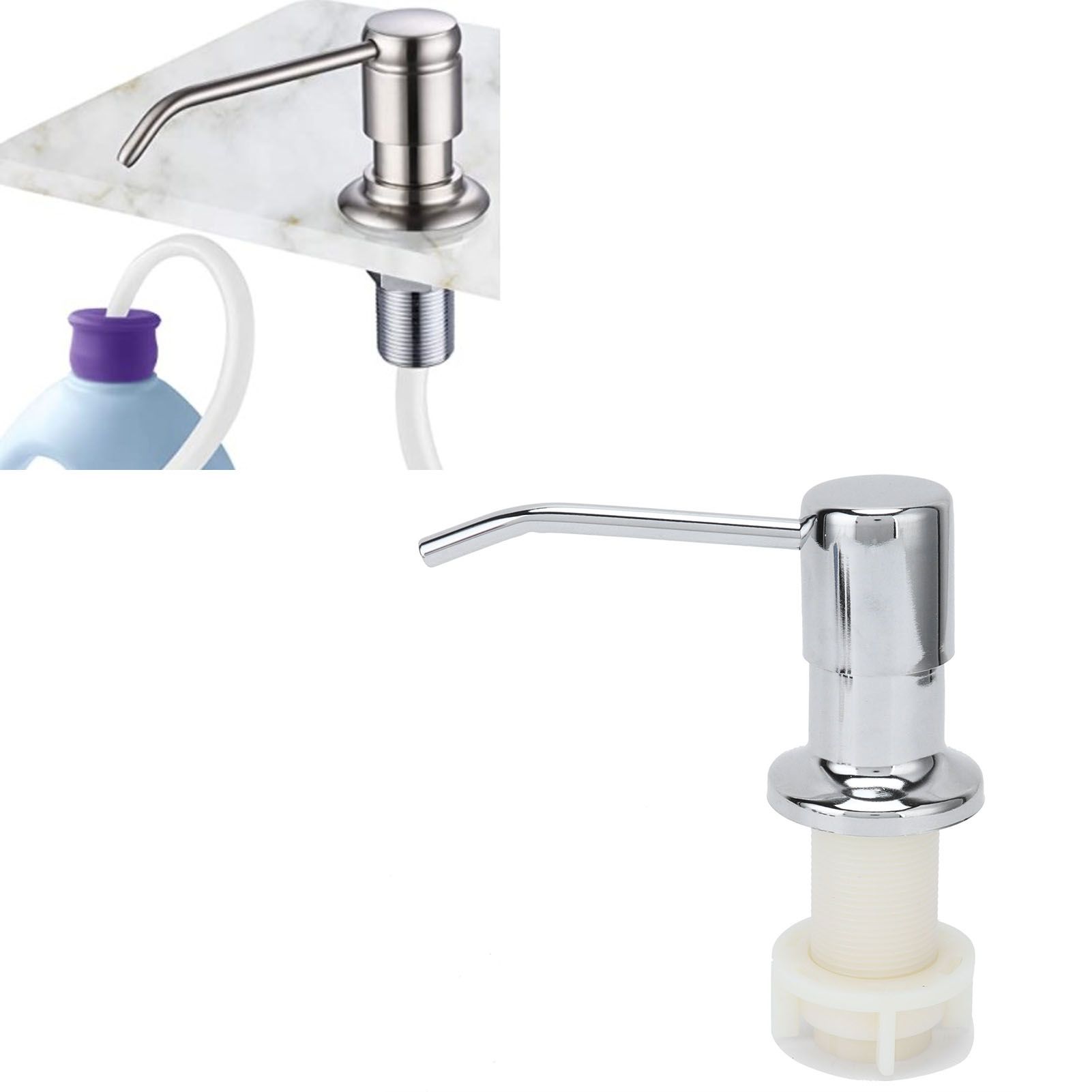 Sink Soap Pump Kit 304 Stainless Steel Soap Dispenser Head Silicone Tube for view 12
