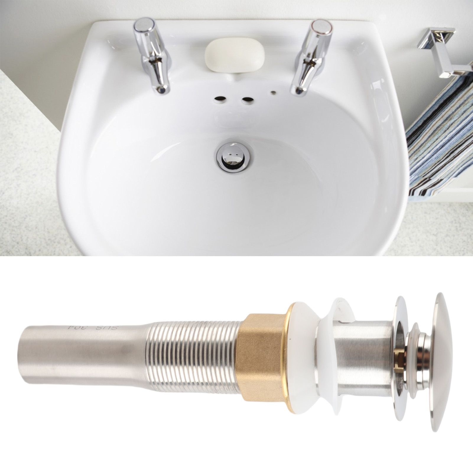 Stainless Steel Sink Drain with Overflow Undercounter Sink Drain Filter view 11