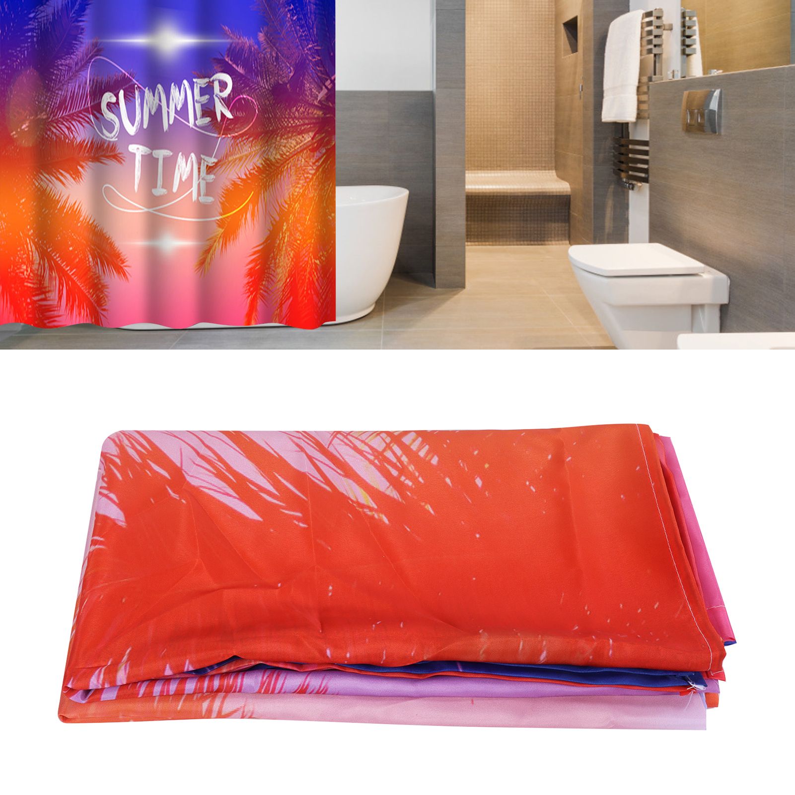 Shower Curtain Waterproof Thick Polyester PunchFree Curtain with Hook for view 11