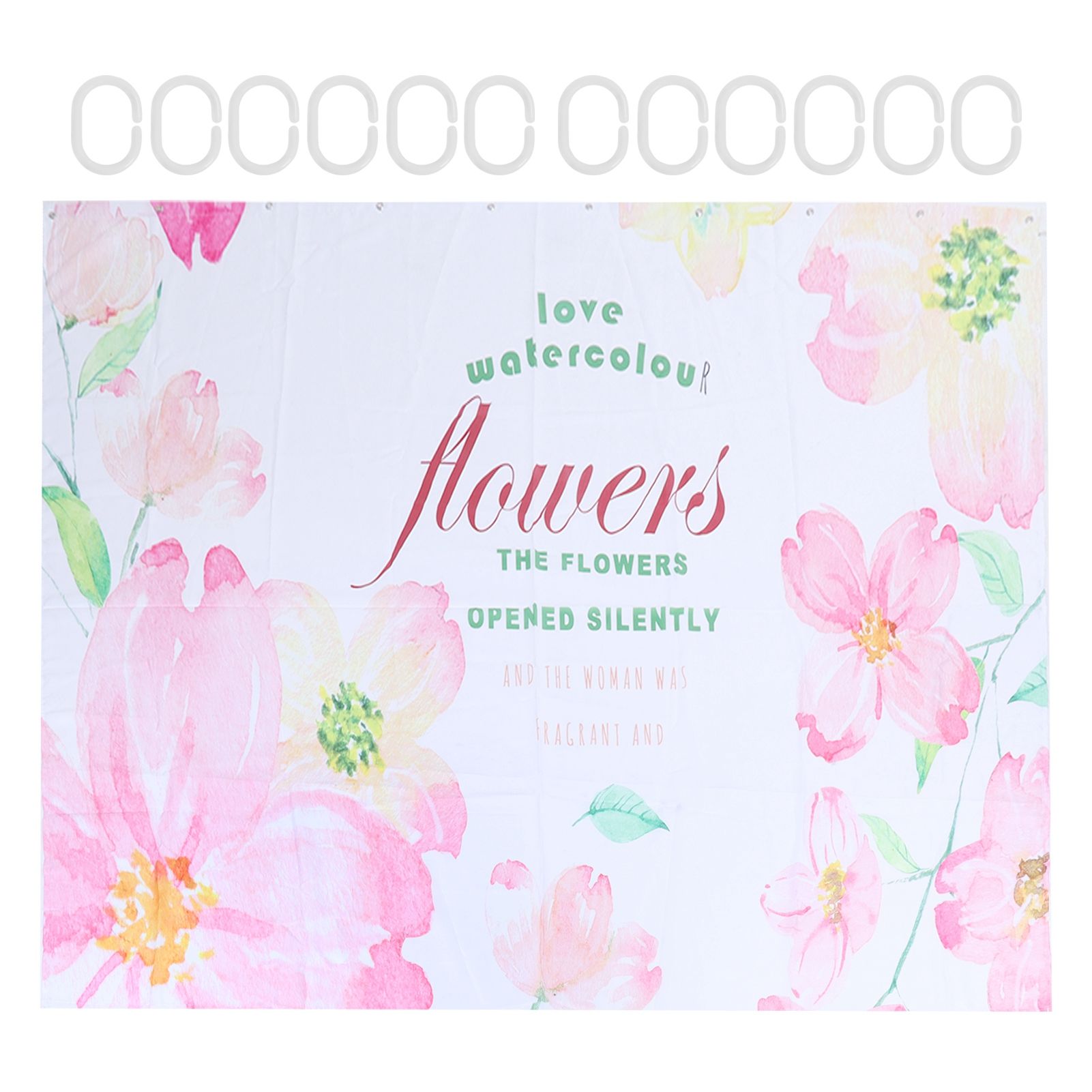 Summer Floral Pattern Shower Curtain with Hook Bathroom Curtain for Home view 2
