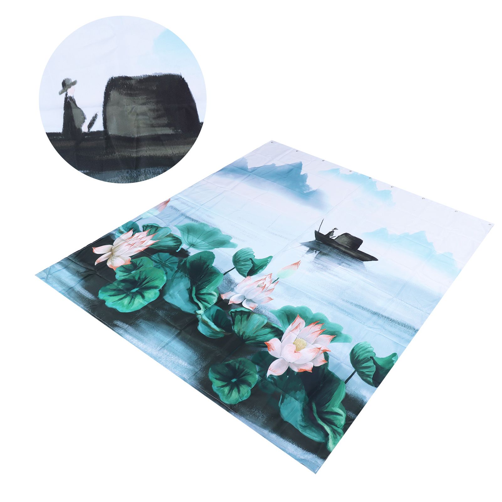 Blackout Curtains Waterproof Flower Pattern Shower Curtain Window Panels for view 9