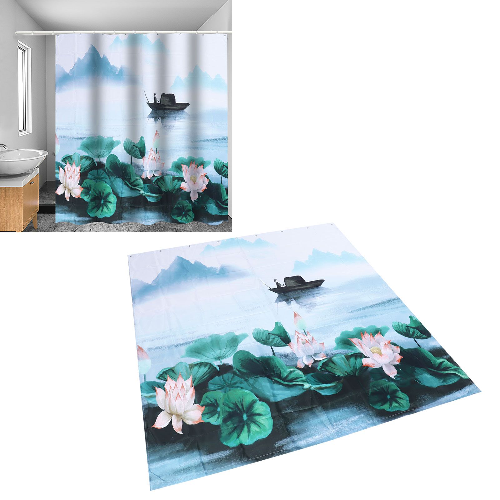 Blackout Curtains Waterproof Flower Pattern Shower Curtain Window Panels for view 12