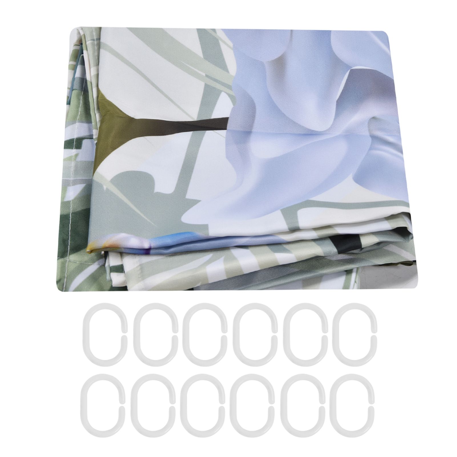 Flower Plants Pattern Shower Curtain Waterproof Polyester Bathroom Curtain view 2