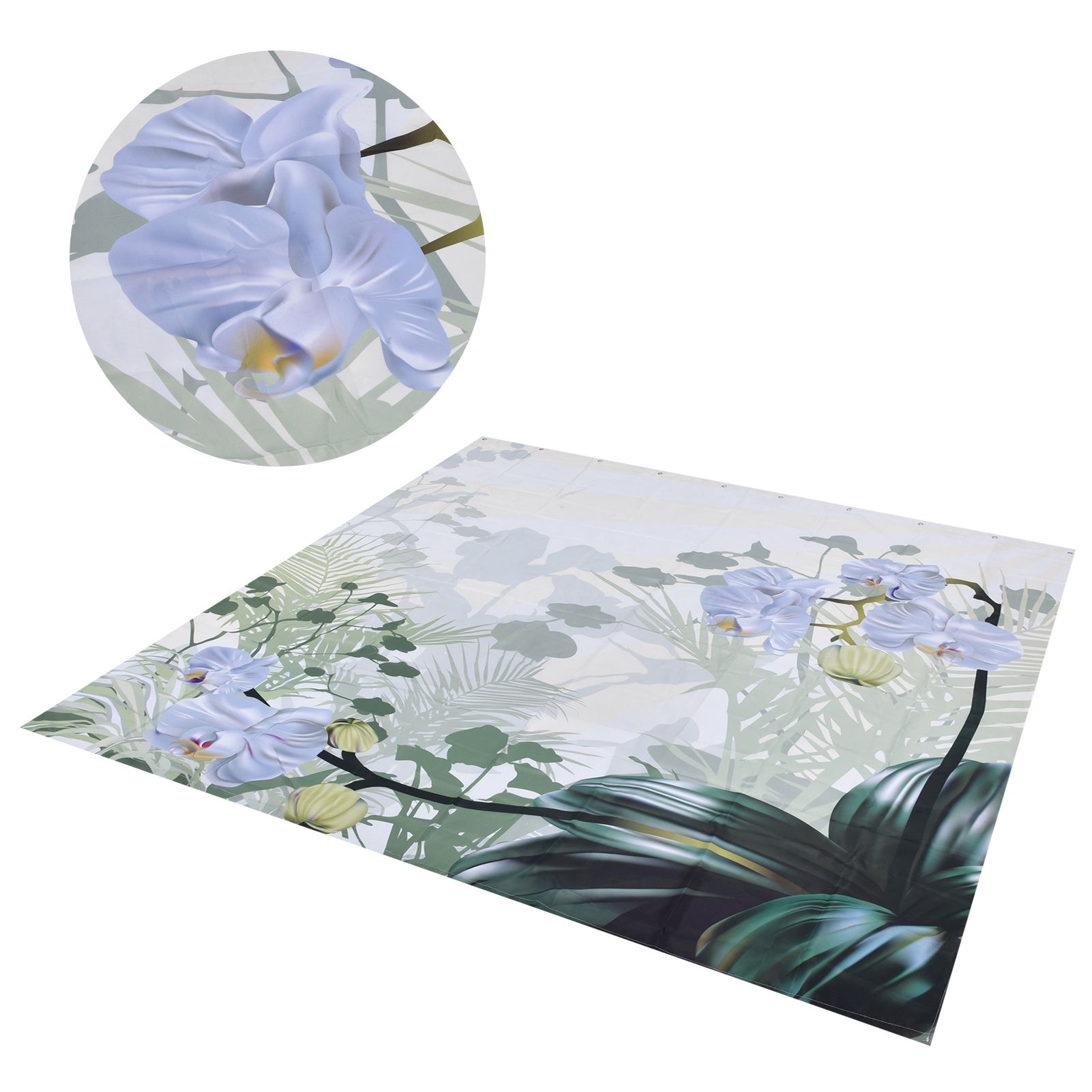 Flower Plants Pattern Shower Curtain Waterproof Polyester Bathroom Curtain view 3
