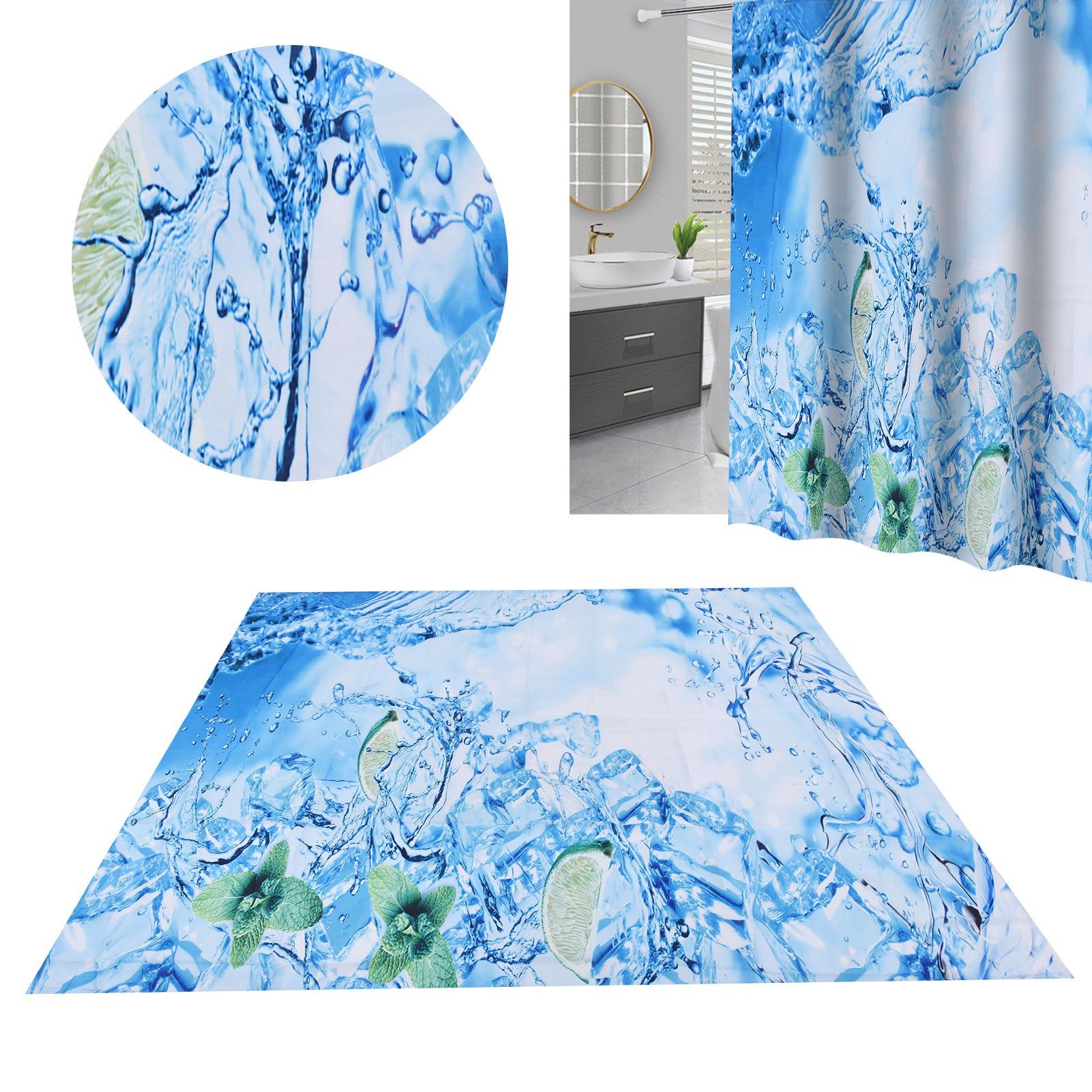 Bathroom Curtain with Hook Waterproof Elastic Hanging Shower Curtain for Home view 12