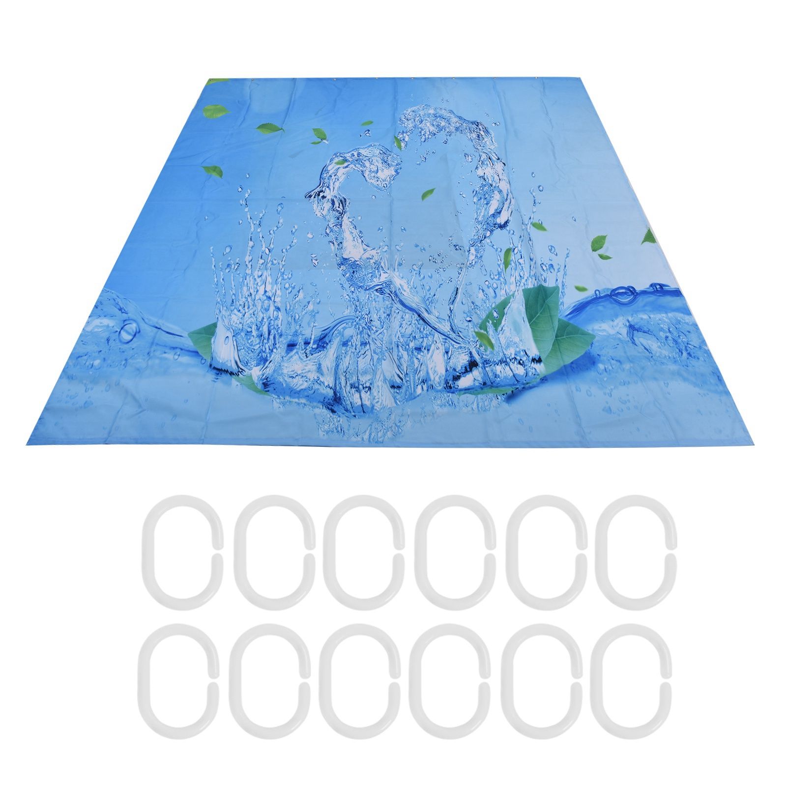 Shower Curtain Waterproof Polyester Blackout Curtain with Hook for Bathroom view 4