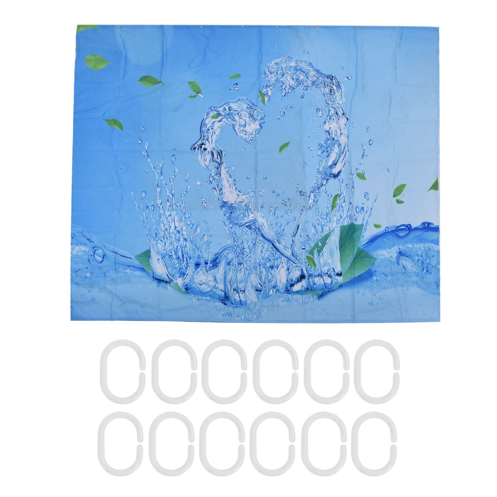 Shower Curtain Waterproof Polyester Blackout Curtain with Hook for Bathroom view 5