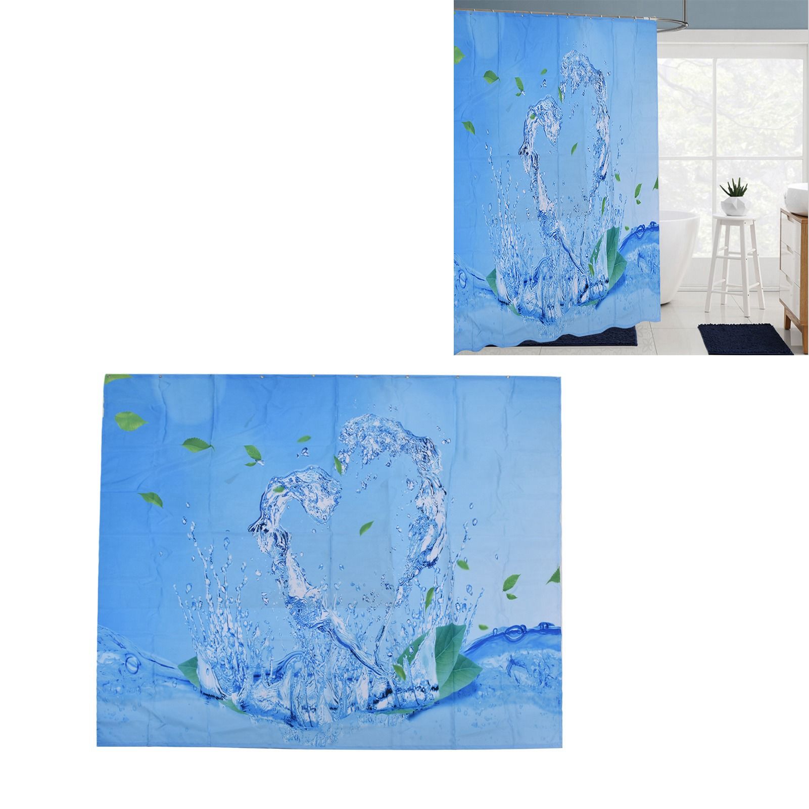 Shower Curtain Waterproof Polyester Blackout Curtain with Hook for Bathroom view 11