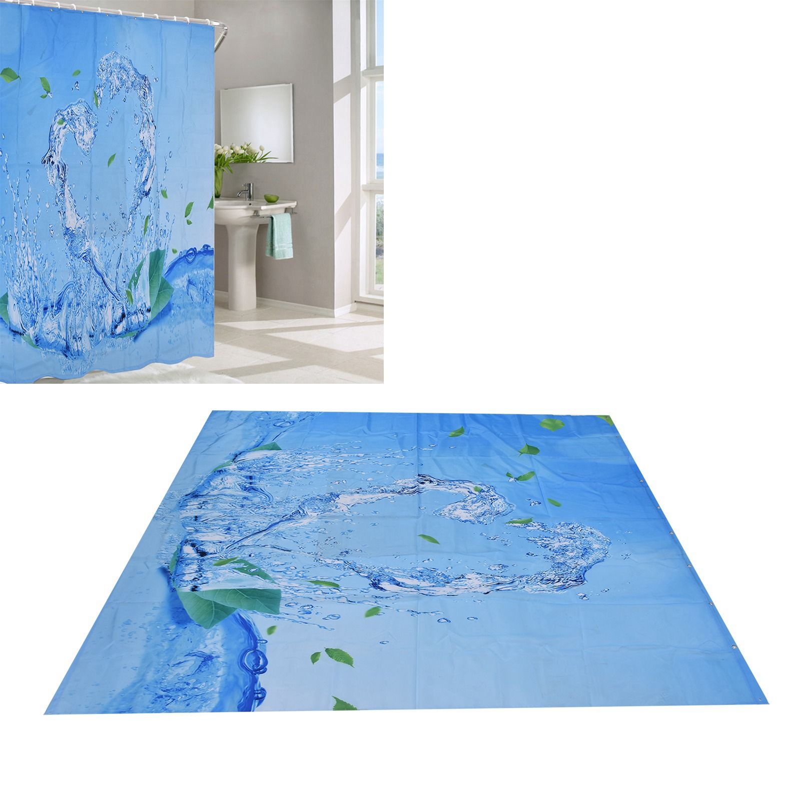 Shower Curtain Waterproof Polyester Blackout Curtain with Hook for Bathroom view 12