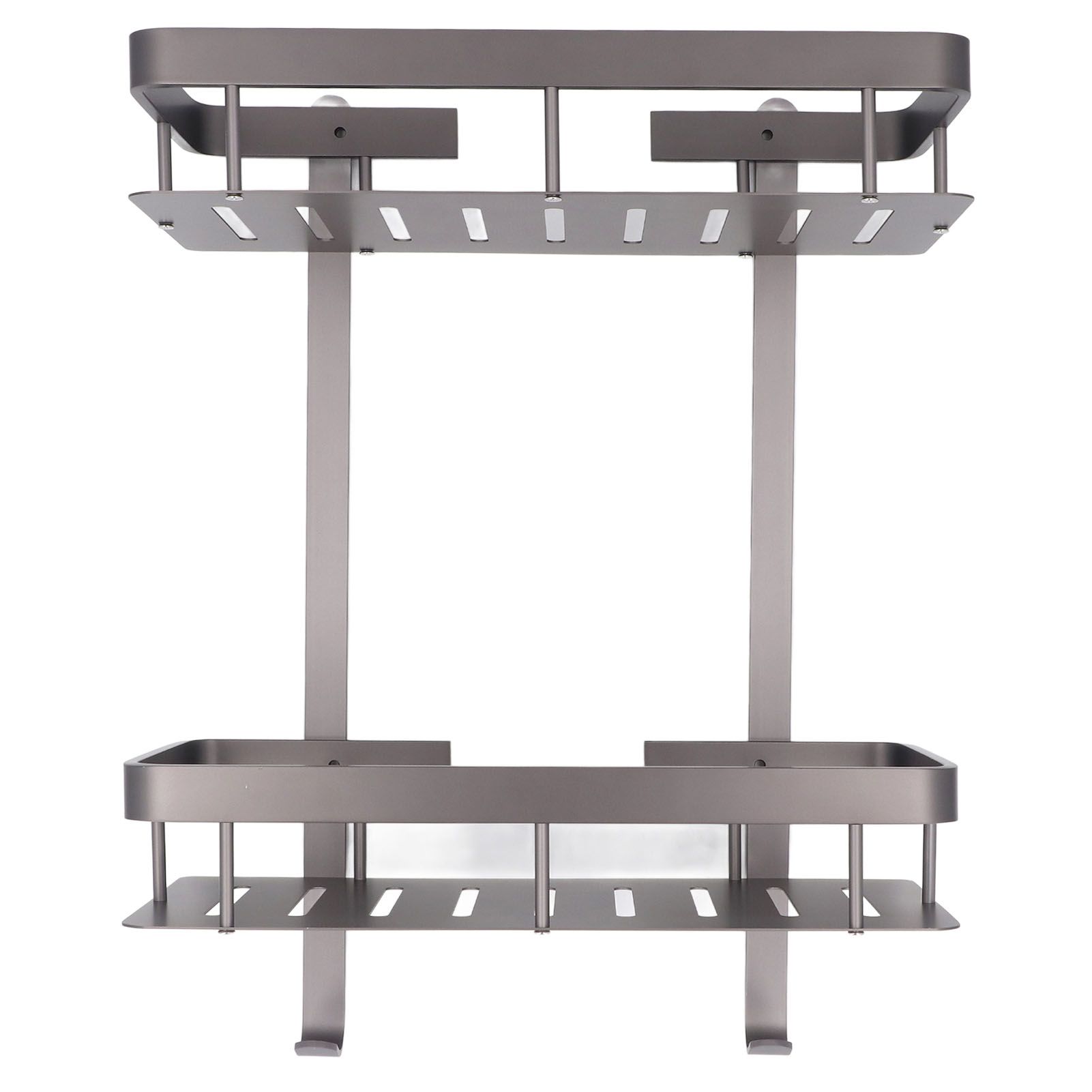 Bathroom Storage Shelf Double Layer Aluminium Alloy Surrounding Edges Wall