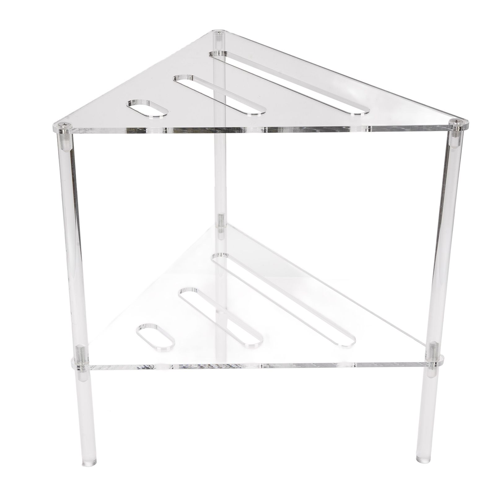 Acrylic Corner Shower Caddy 2 Tier Floor Standing Hollowed Corner Shelf