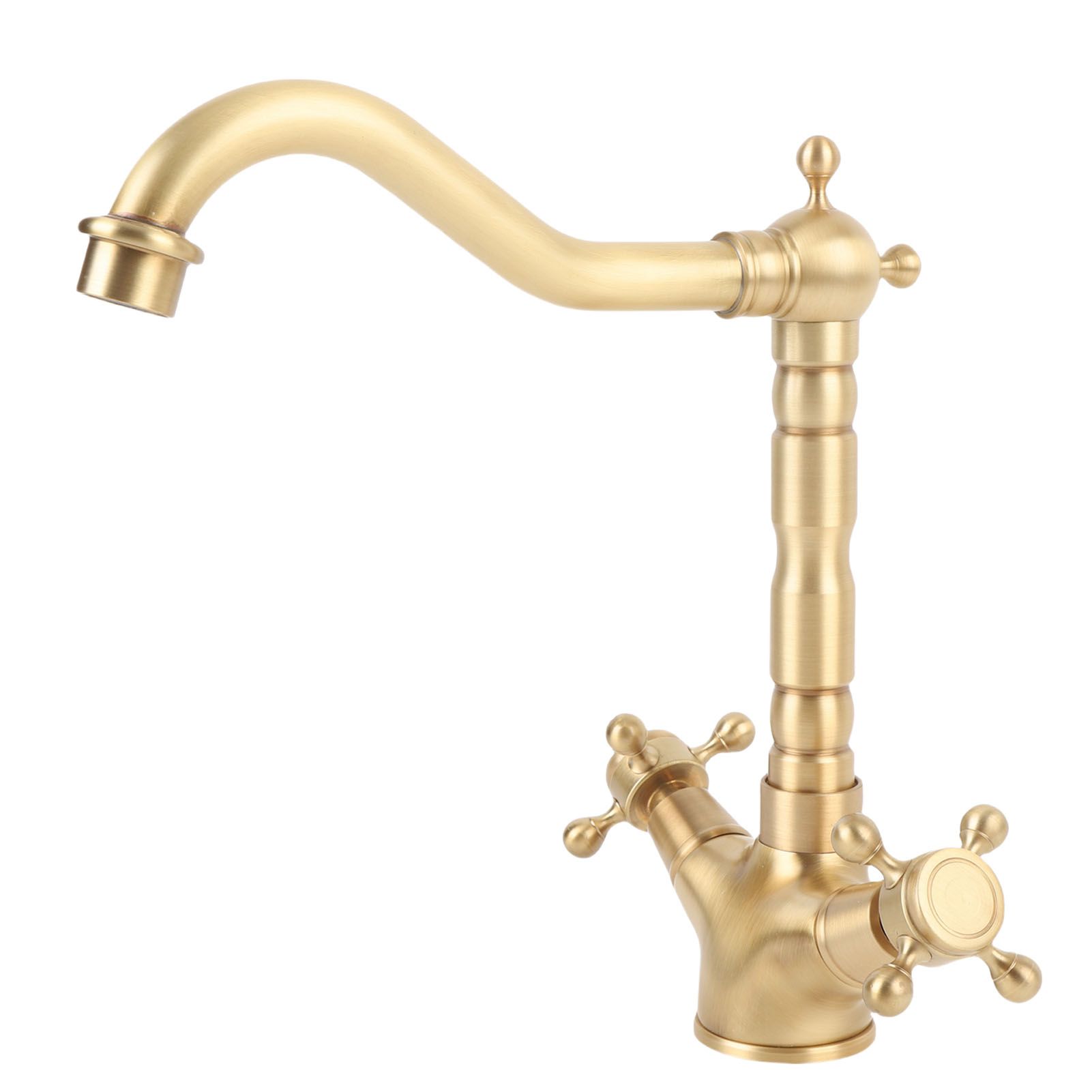 Basin Faucet Short Brass Double Handle Cold Hot Water Swivel Sink Faucet for