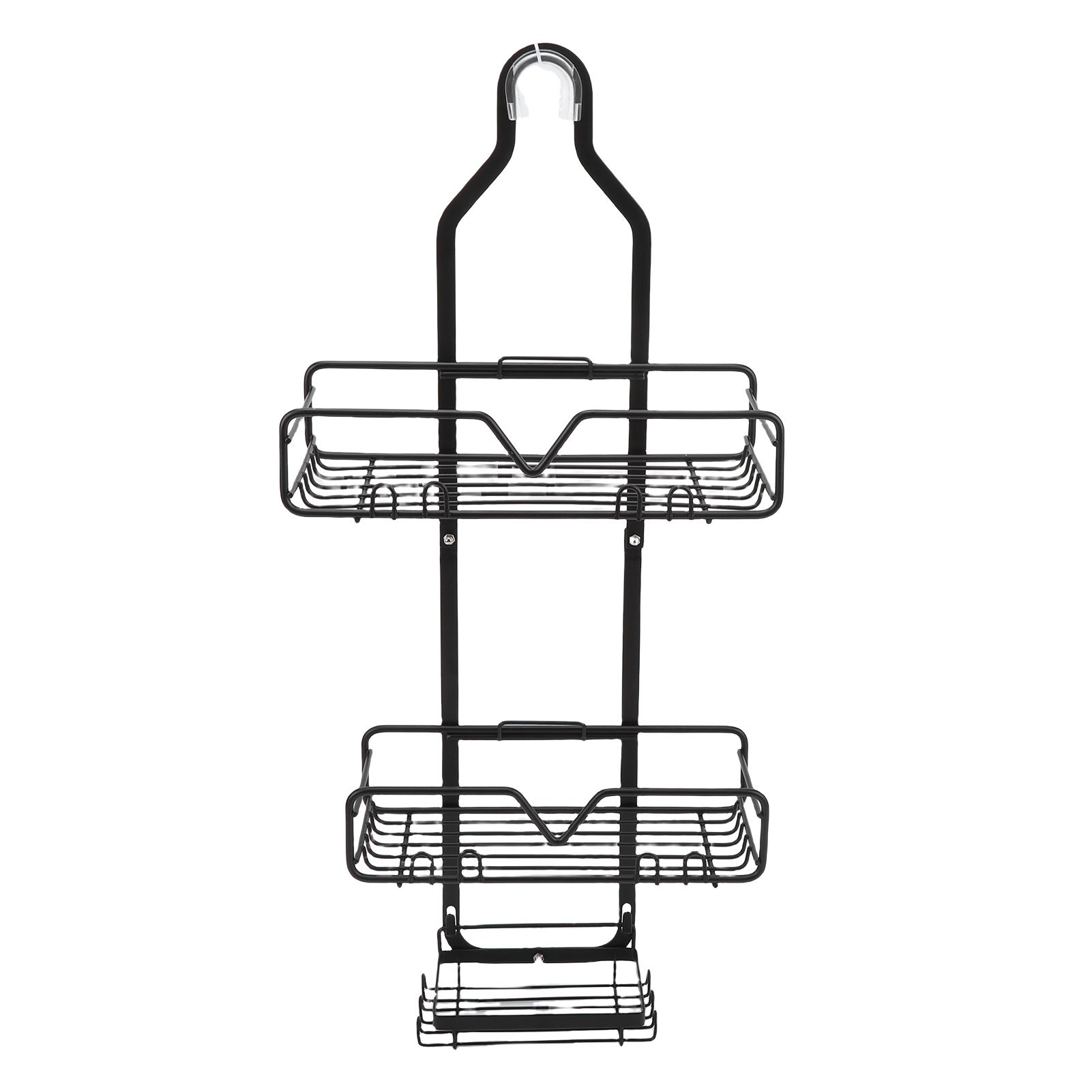 Hanging Shower Organizer Frosted Black Minimalist Modern Multi Layer High