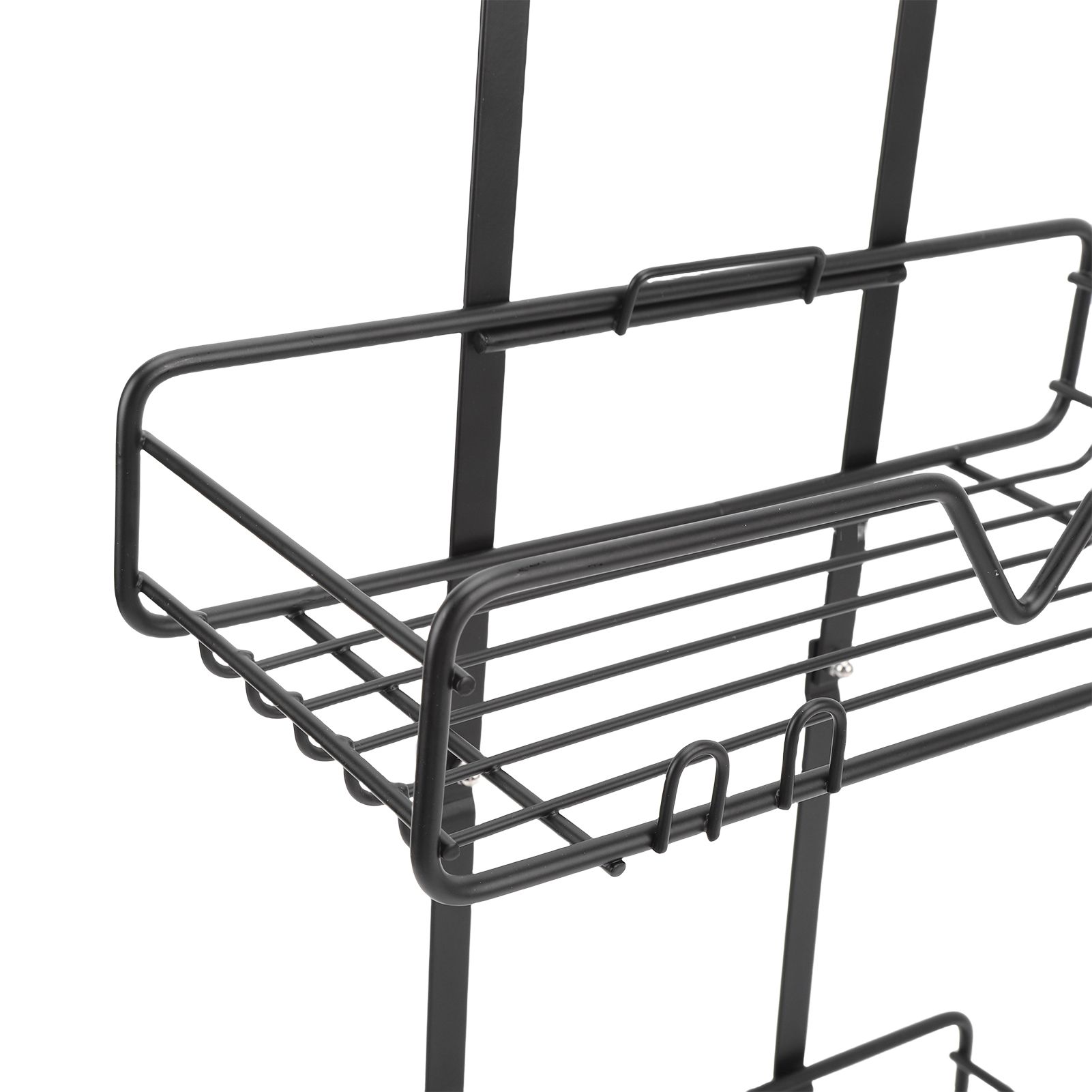Hanging Shower Organizer Frosted Black Minimalist Modern Multi Layer High view 2