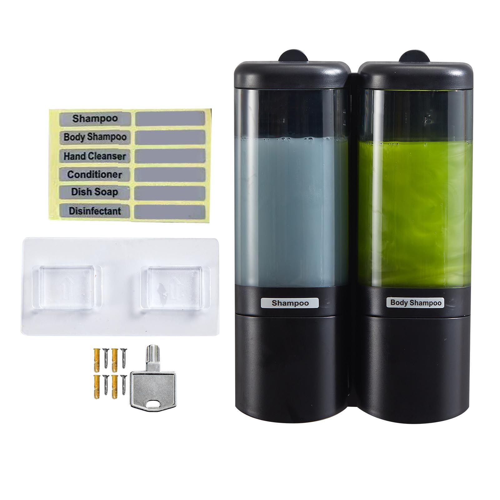 Manual Liquid Soap Dispenser 2 Chambers 480ml Leakproof Wall Mount Soap and view 3
