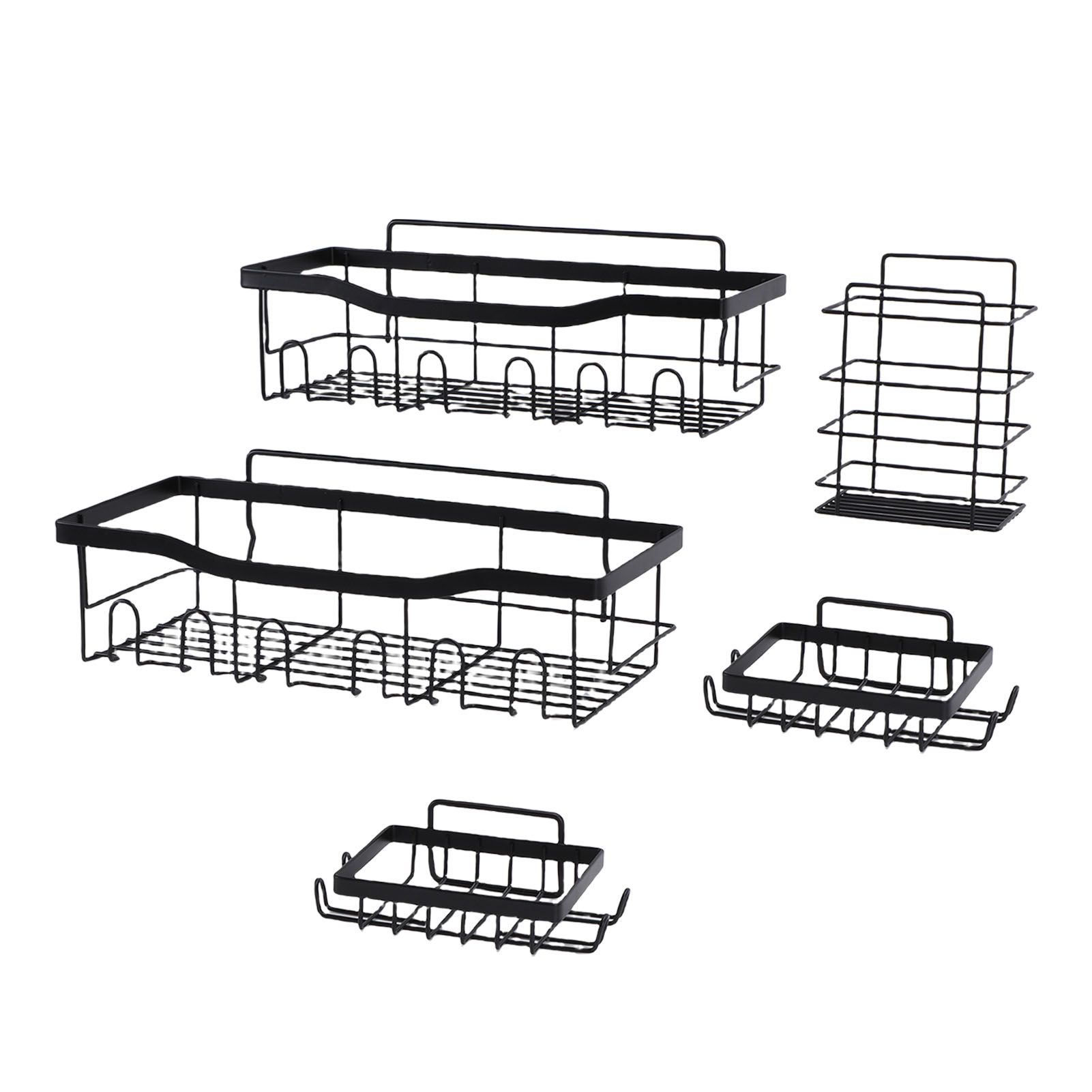 Wall Shower Shelf Carbon Steel Floating Mount Adjustable Height for Bathroom view 11