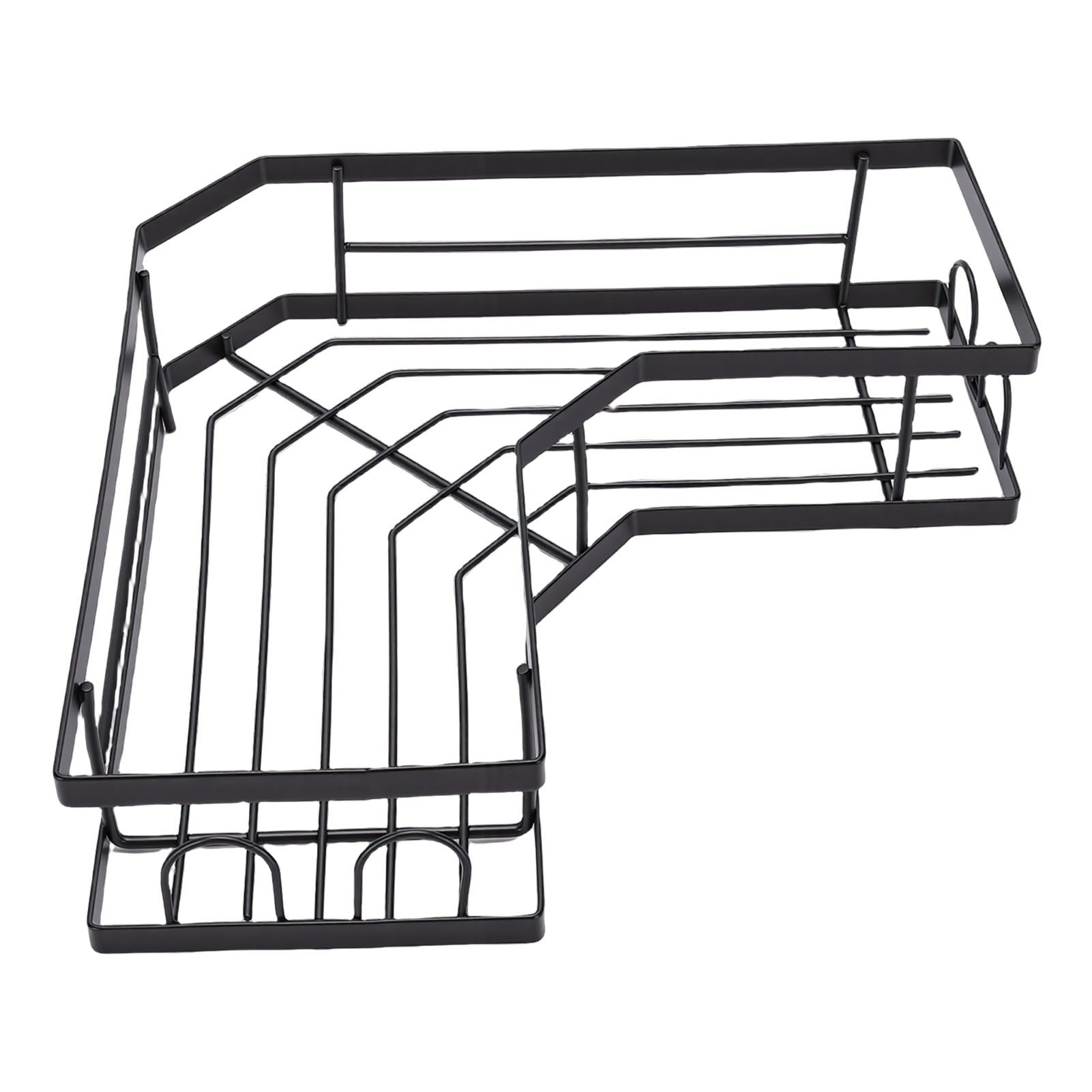 2PCS Corner Shower Shelf Adhesive Wall Mounted Shower Storage Rack with Hooks