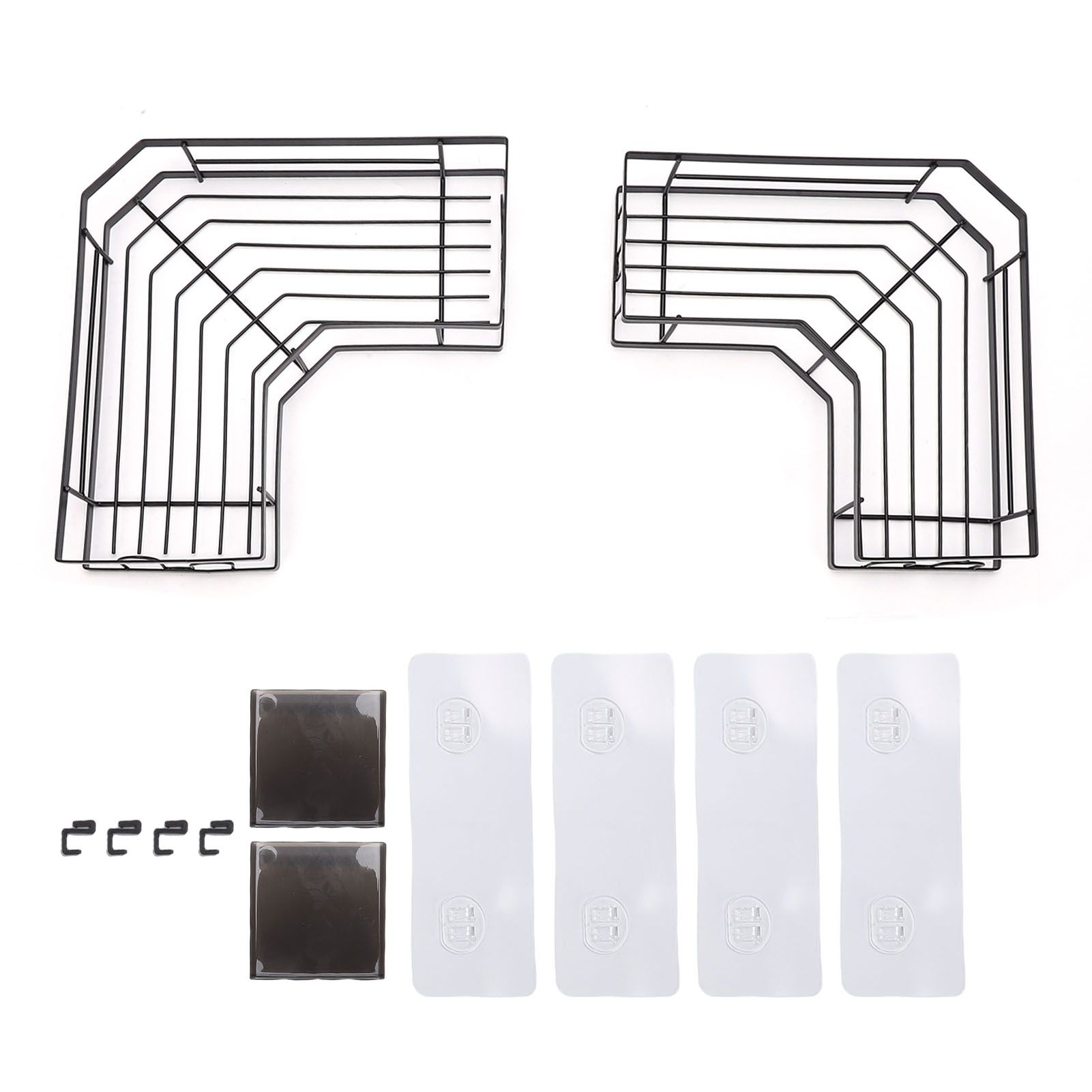 2PCS Corner Shower Shelf Adhesive Wall Mounted Shower Storage Rack with Hooks view 2