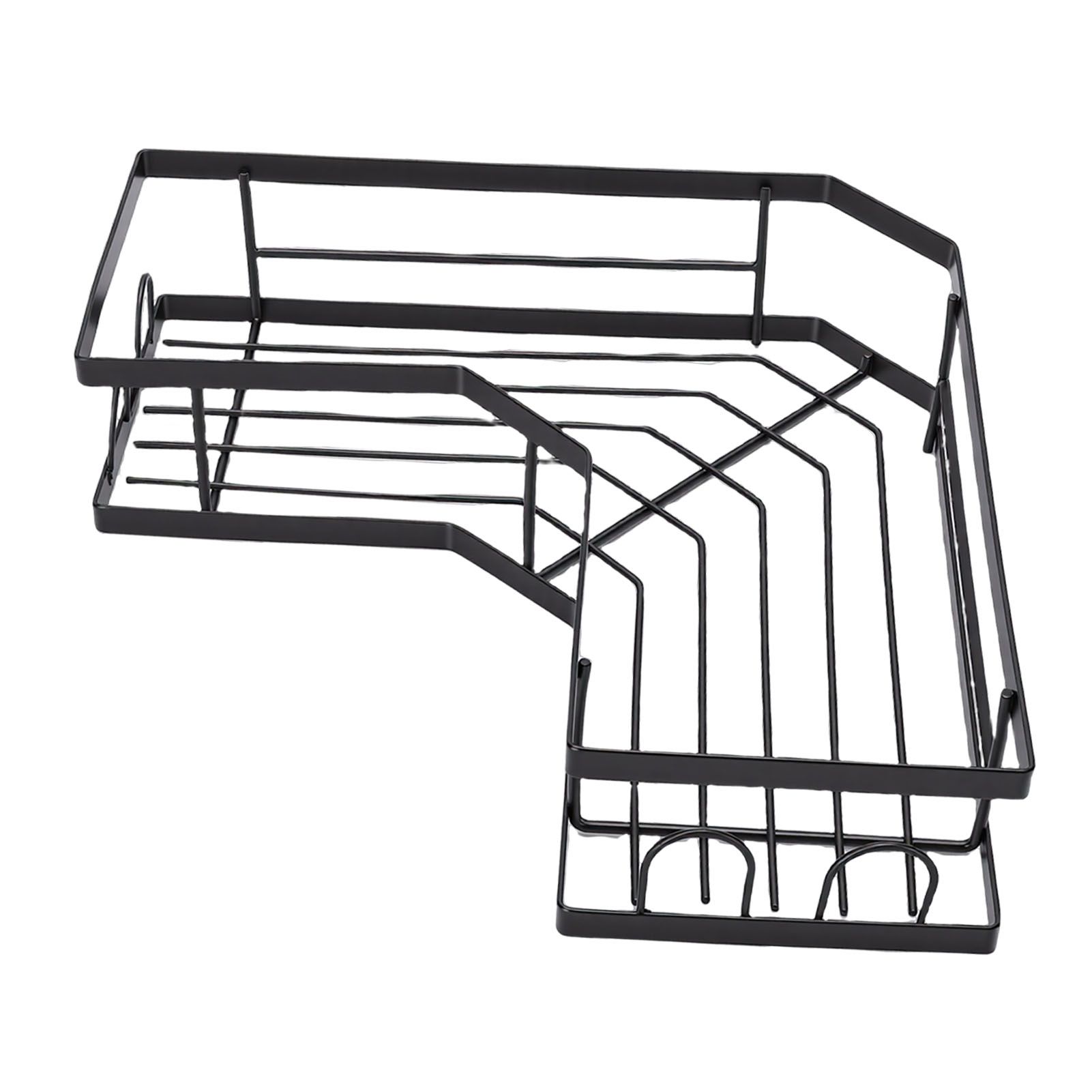 2PCS Corner Shower Shelf Adhesive Wall Mounted Shower Storage Rack with Hooks view 3