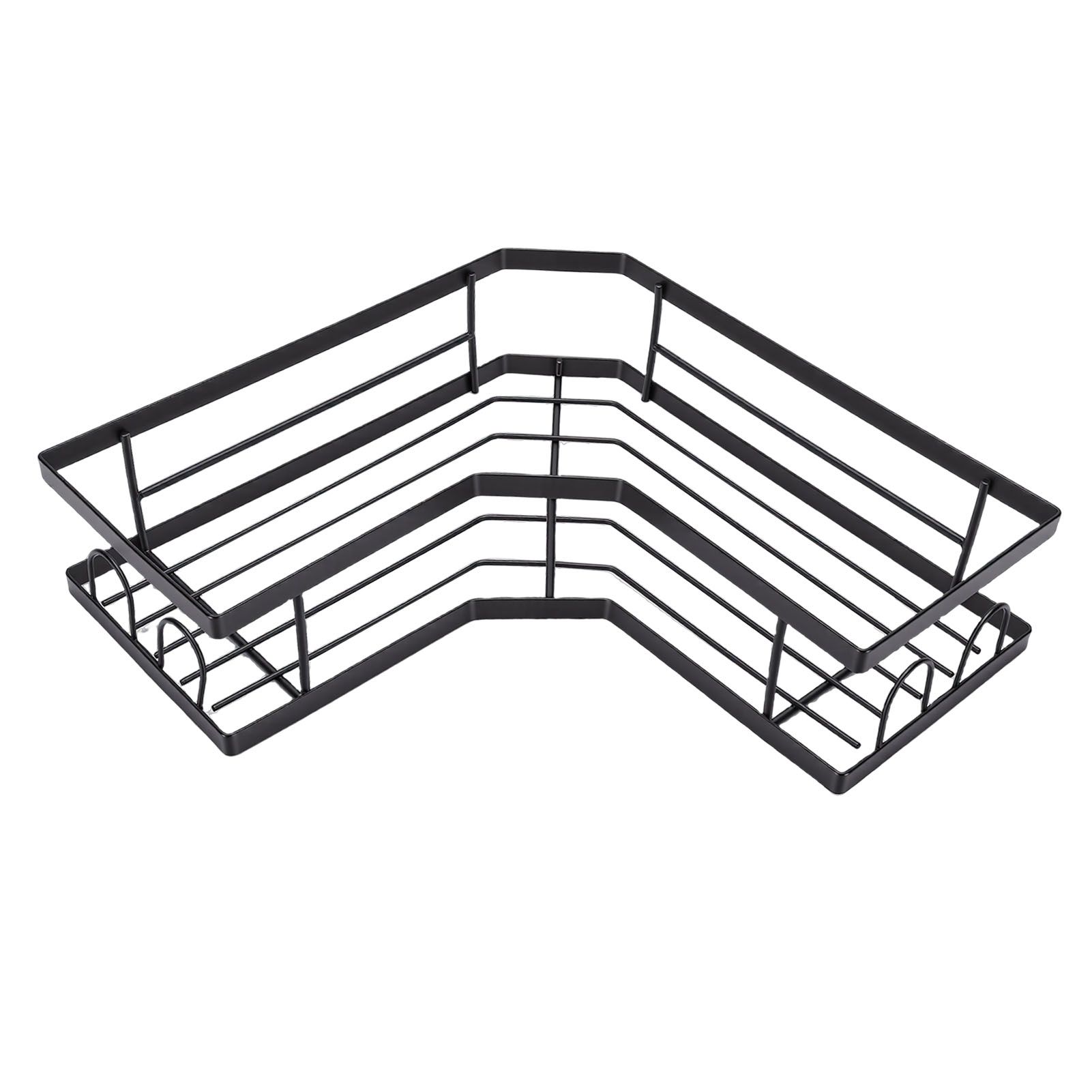 2PCS Corner Shower Shelf Adhesive Wall Mounted Shower Storage Rack with Hooks view 4