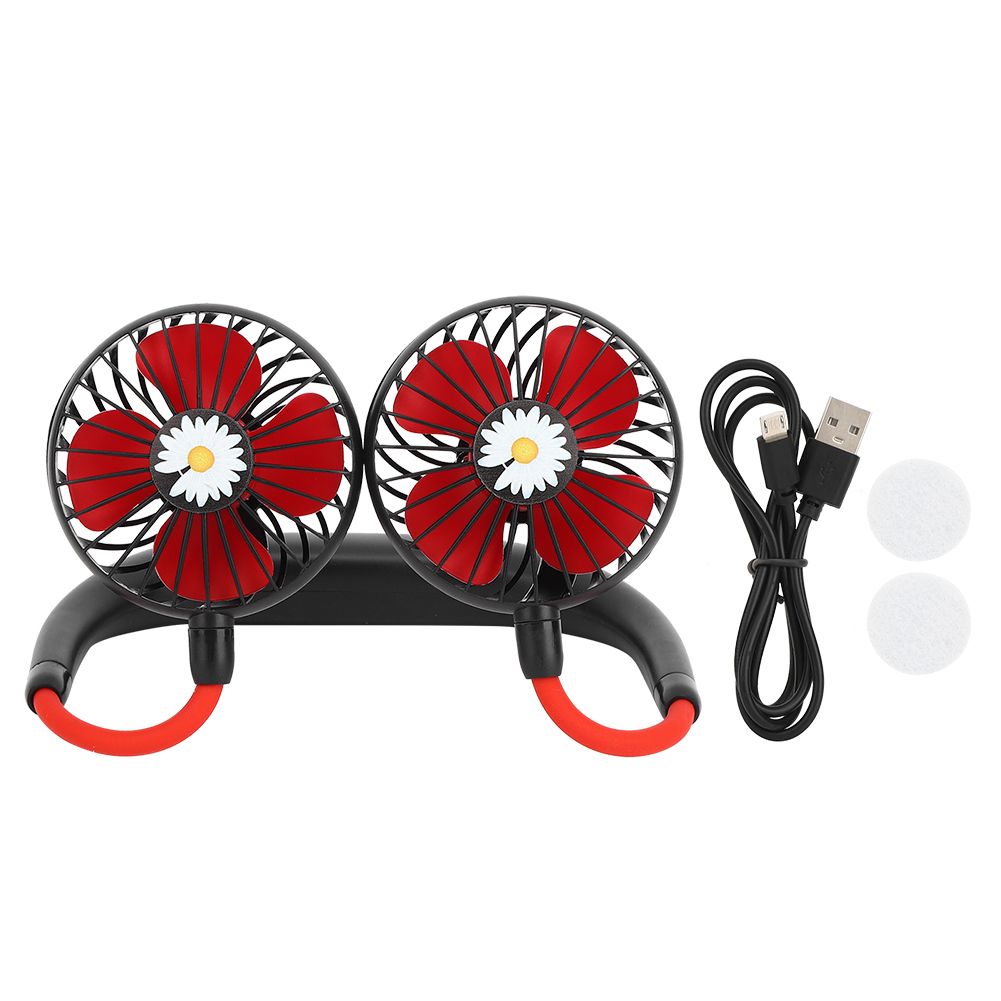 Daisy Pattern Portable Hand Free Neck Hanging Fan USB Rechargeable 3-Speed view 2