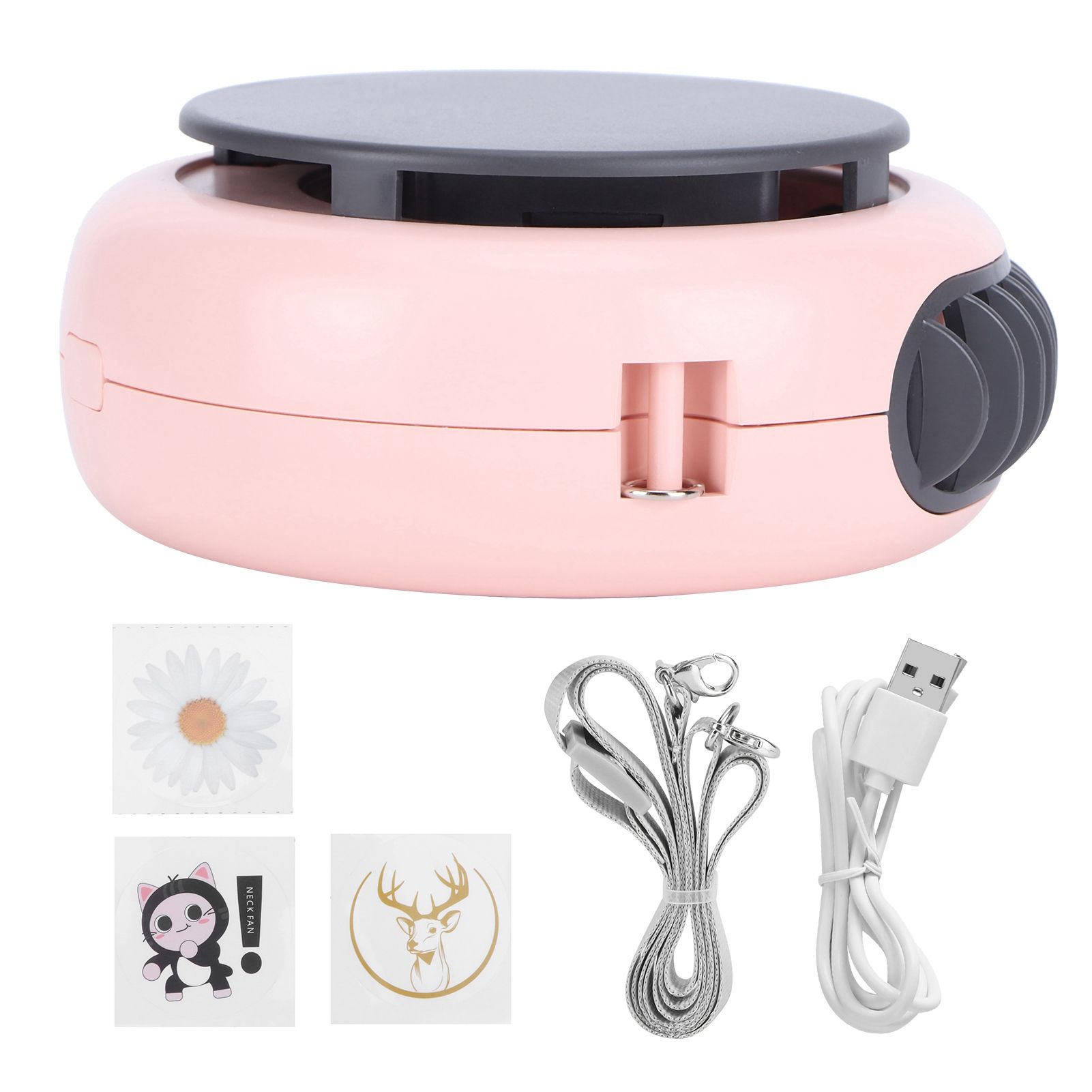 Small Round Neck Fan with Pattern Portable USB Charging Fan Desktop Fan for view 2