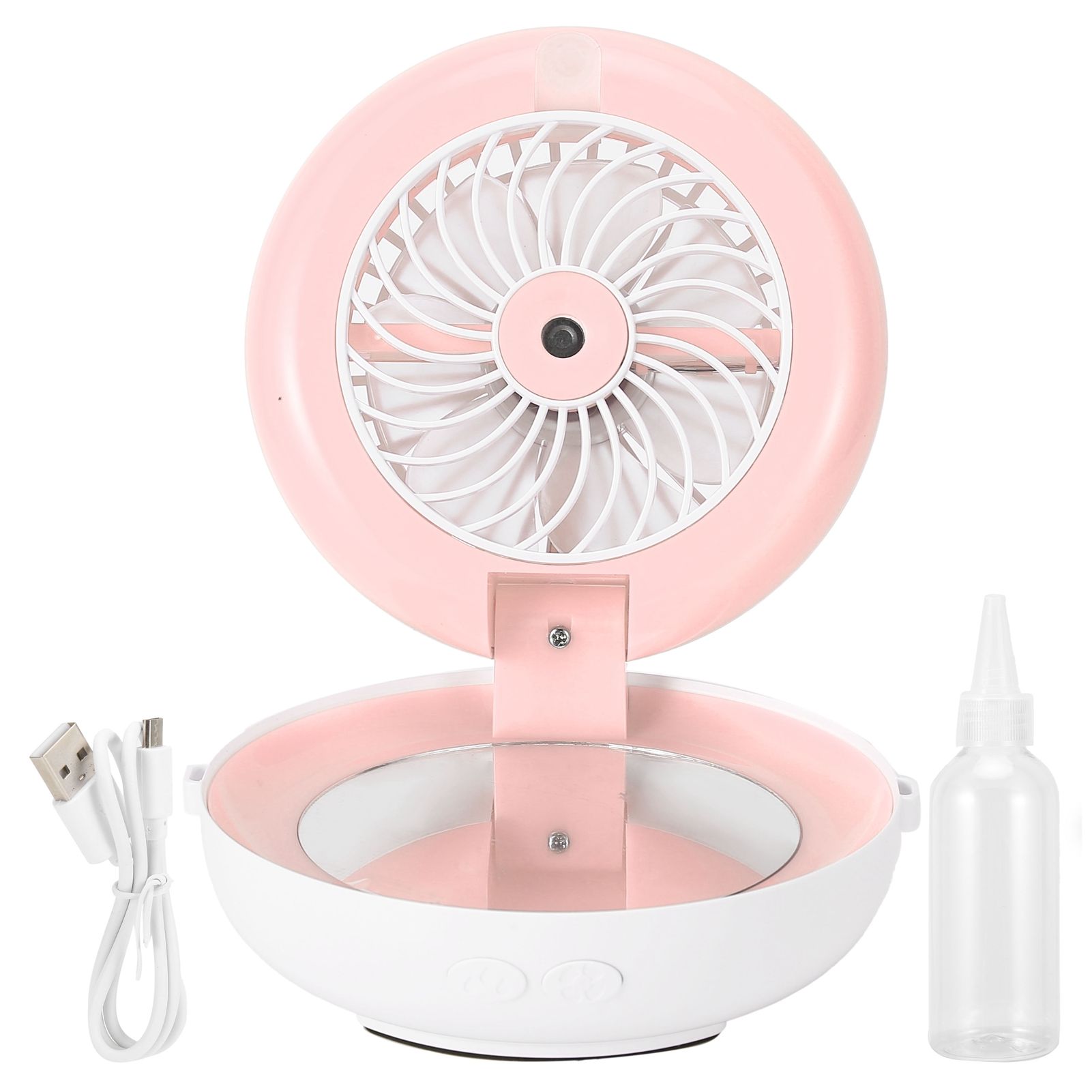 Multifunctional Folding Fan Portable USB Charging Makeup Mirror Humidifier view 2