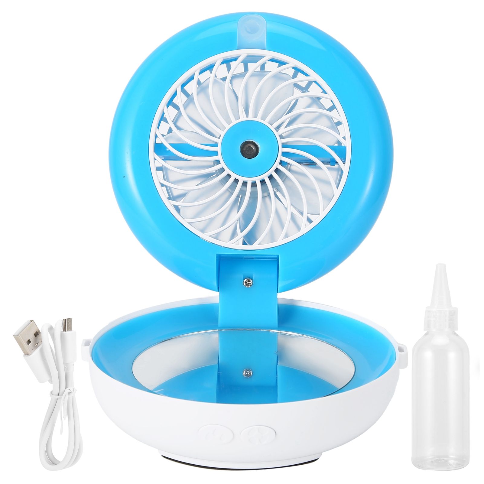Multifunctional Folding Fan Portable USB Charging Makeup Mirror Humidifier view 2