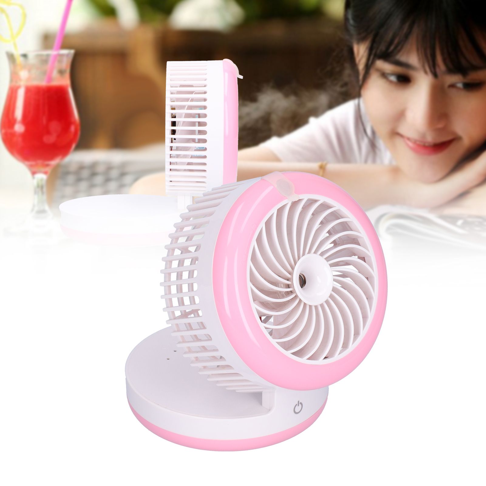 Desktop Humidifying Electric Fan Foldable Water Spray Mist Fan USB Charging view 11